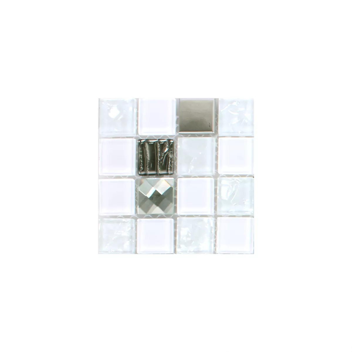 Muestra Azulejos De Mosaico Admont Blanco Diamante Cuadrado