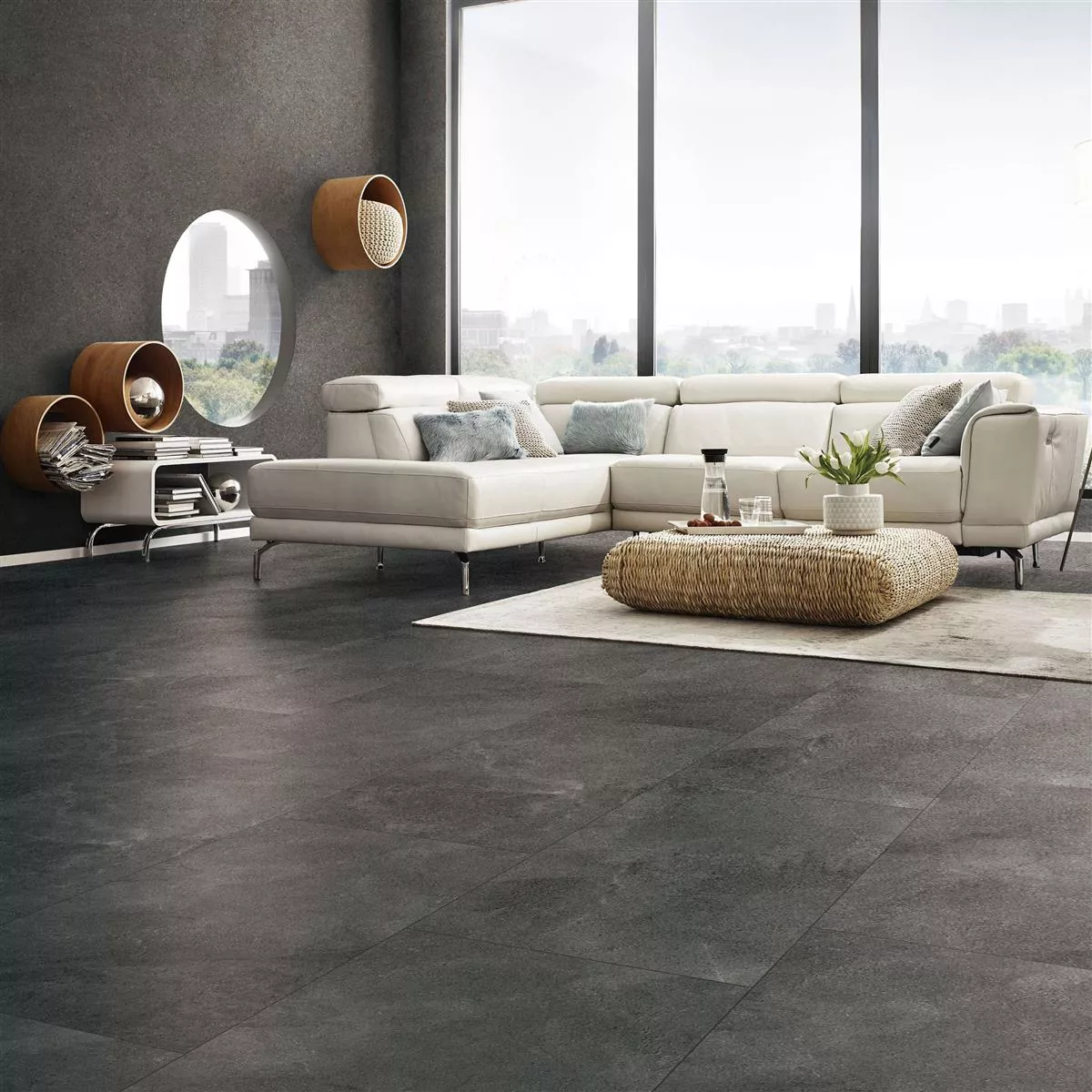 Sample Floor Tiles Bangui Stone Optic Dark Grey 