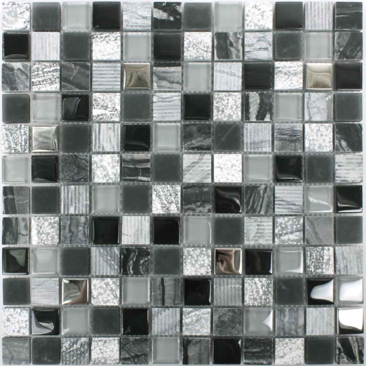 Mozaik Csempe Venzona Fekete Ezüst 23