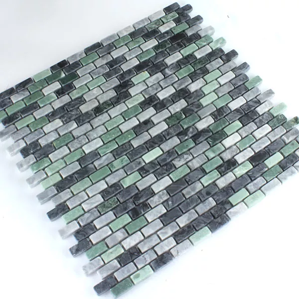 Mosaik Marmor Brick Jade Svart Grön