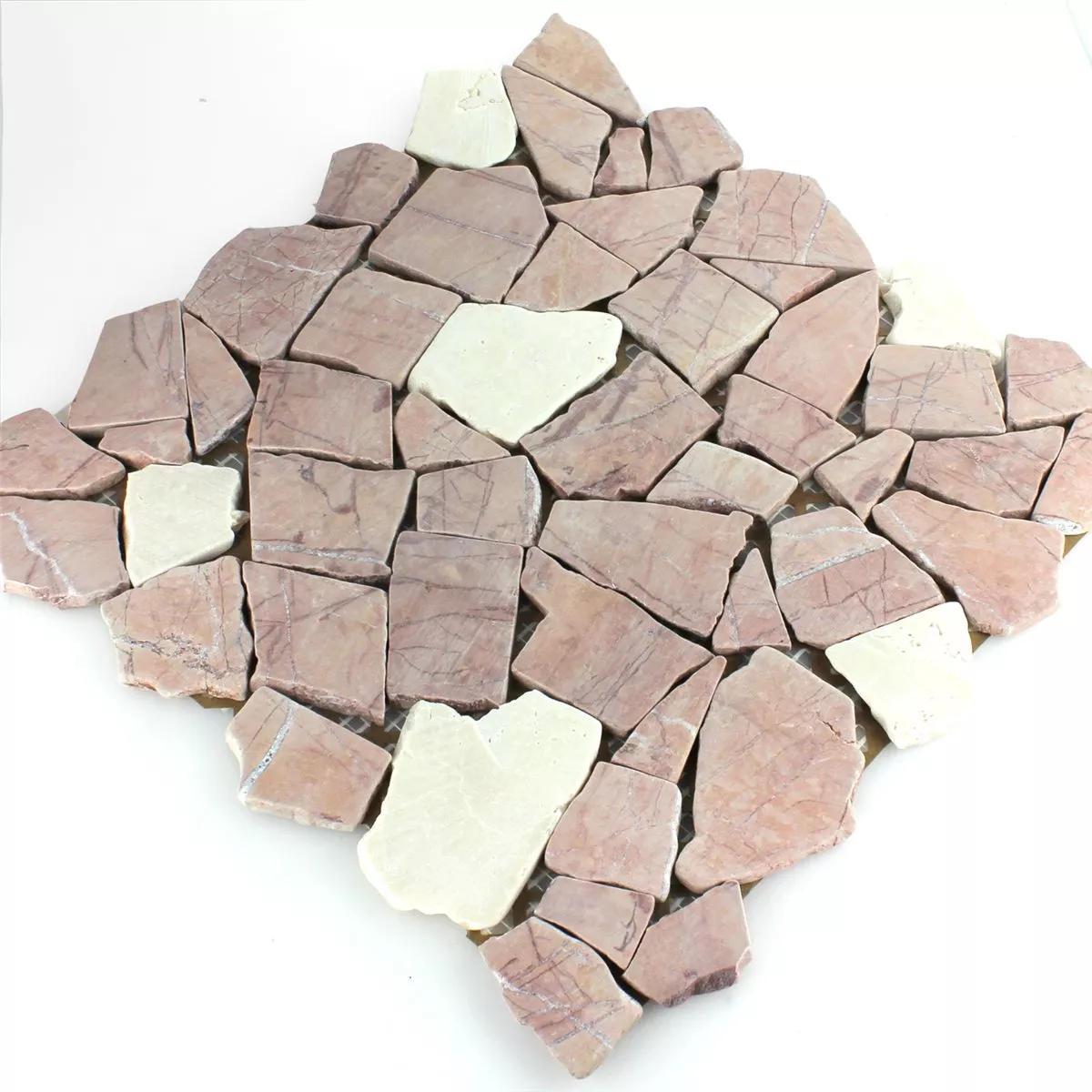 Mozaik Pločice Lomljeni Mramor Rosso Verona Cream