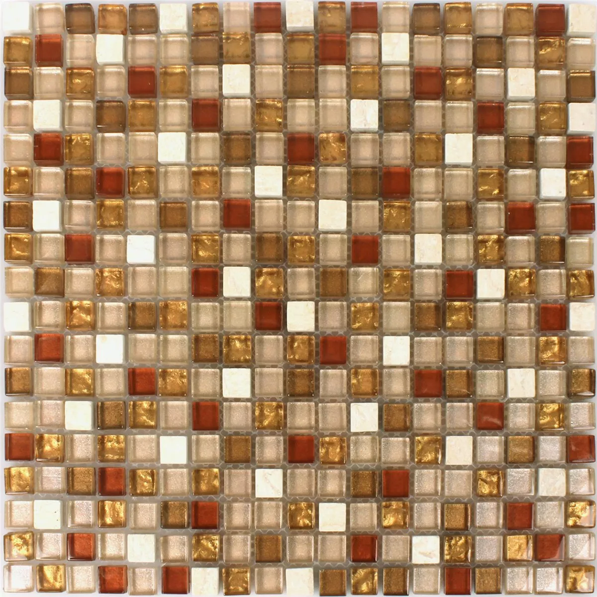 Mozaik Csempe Üveg Természetes Kő Mix Okker Arany