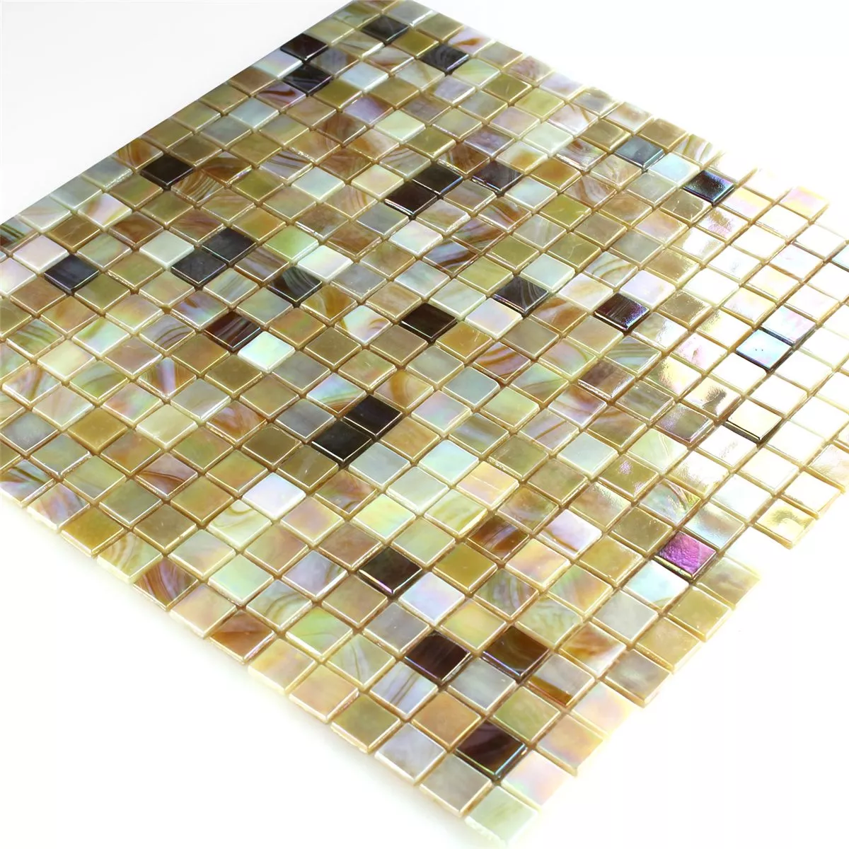 Glass Mosaikk Fliser Perlemor Effekt Sandfarget