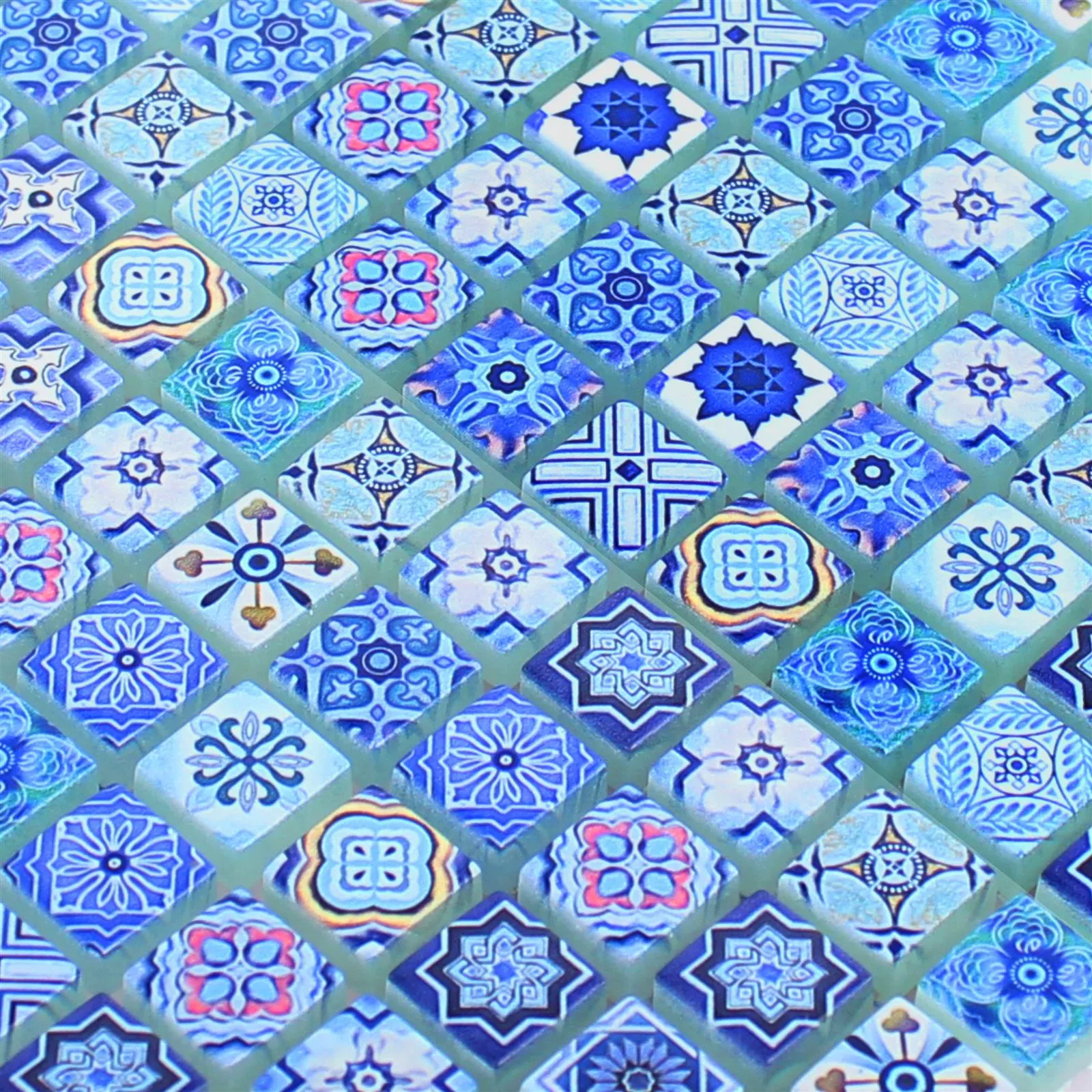 Padrão de Mosaico De Vidro Azulejos Marrakech Azul