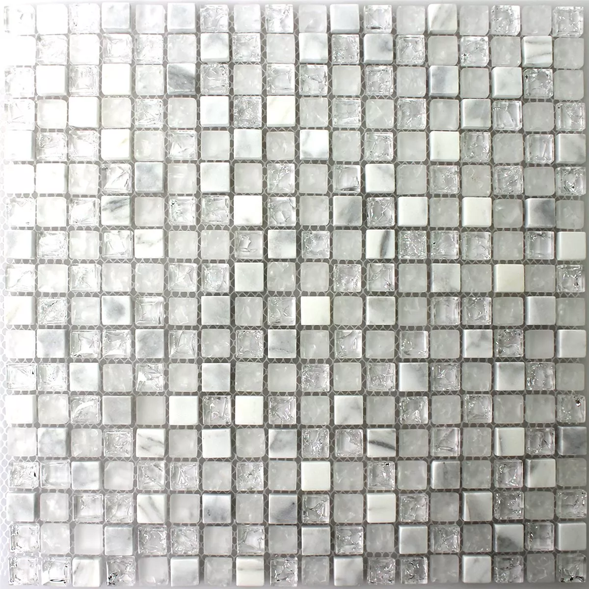 Mozaik Csempe Üveg Természetes Kő Törött Fehér Hatás