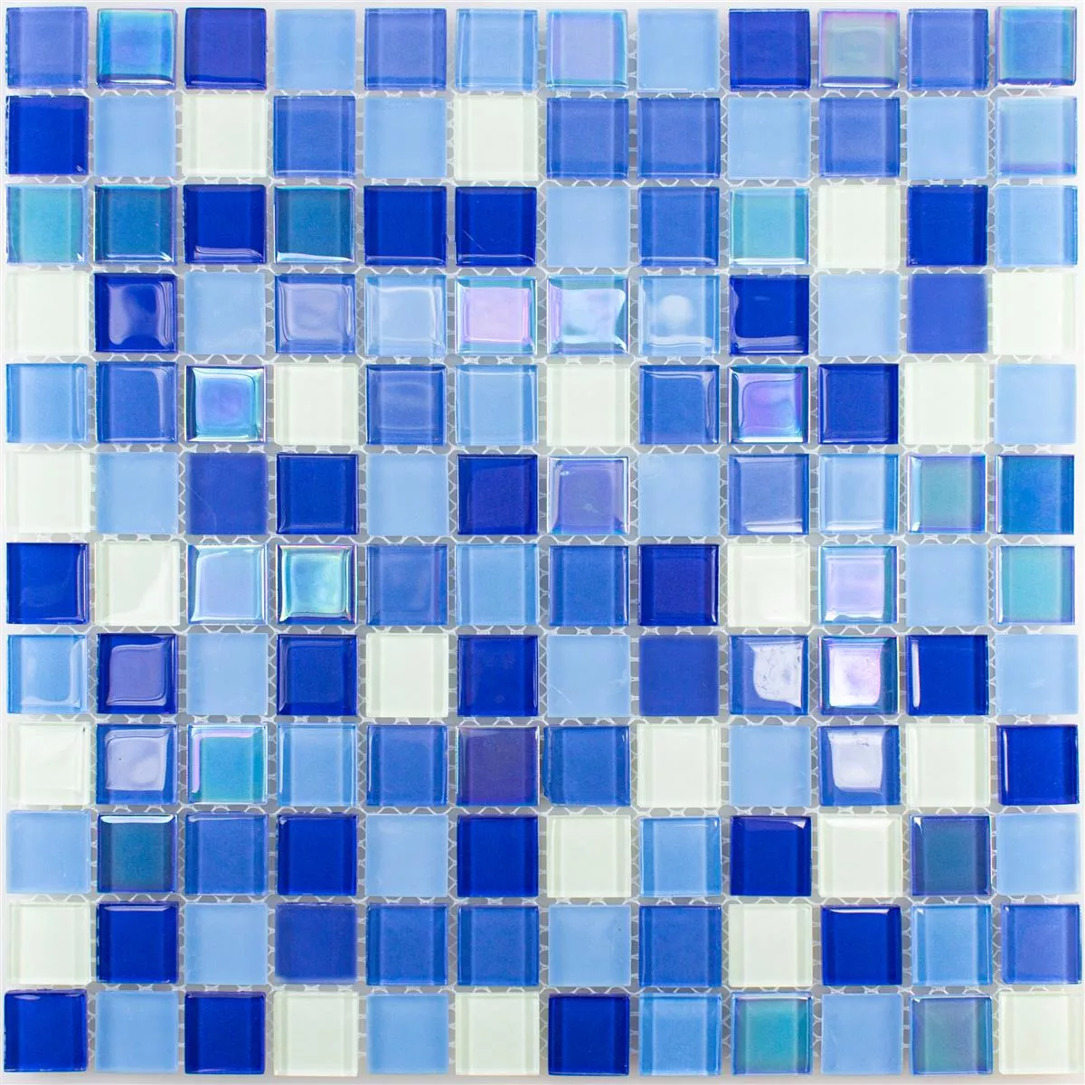 Glass Mosaikk Fliser Karlsruhe Blå Hvit