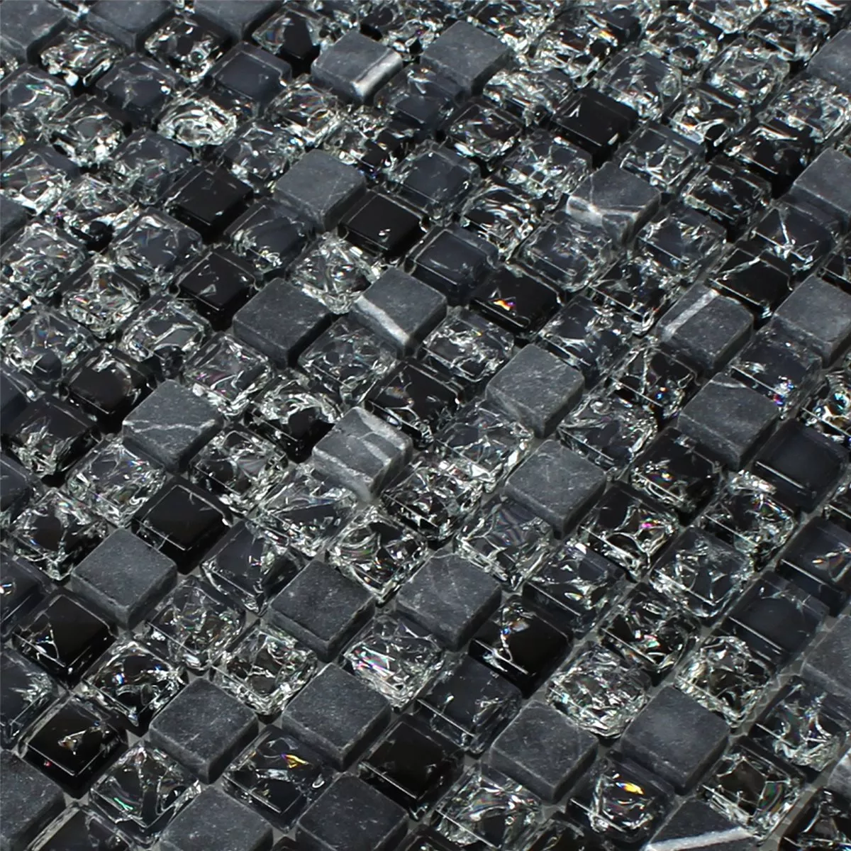 Muestra Azulejos De Mosaico Cristal Piedra Natural Vidrios Rotos Negro