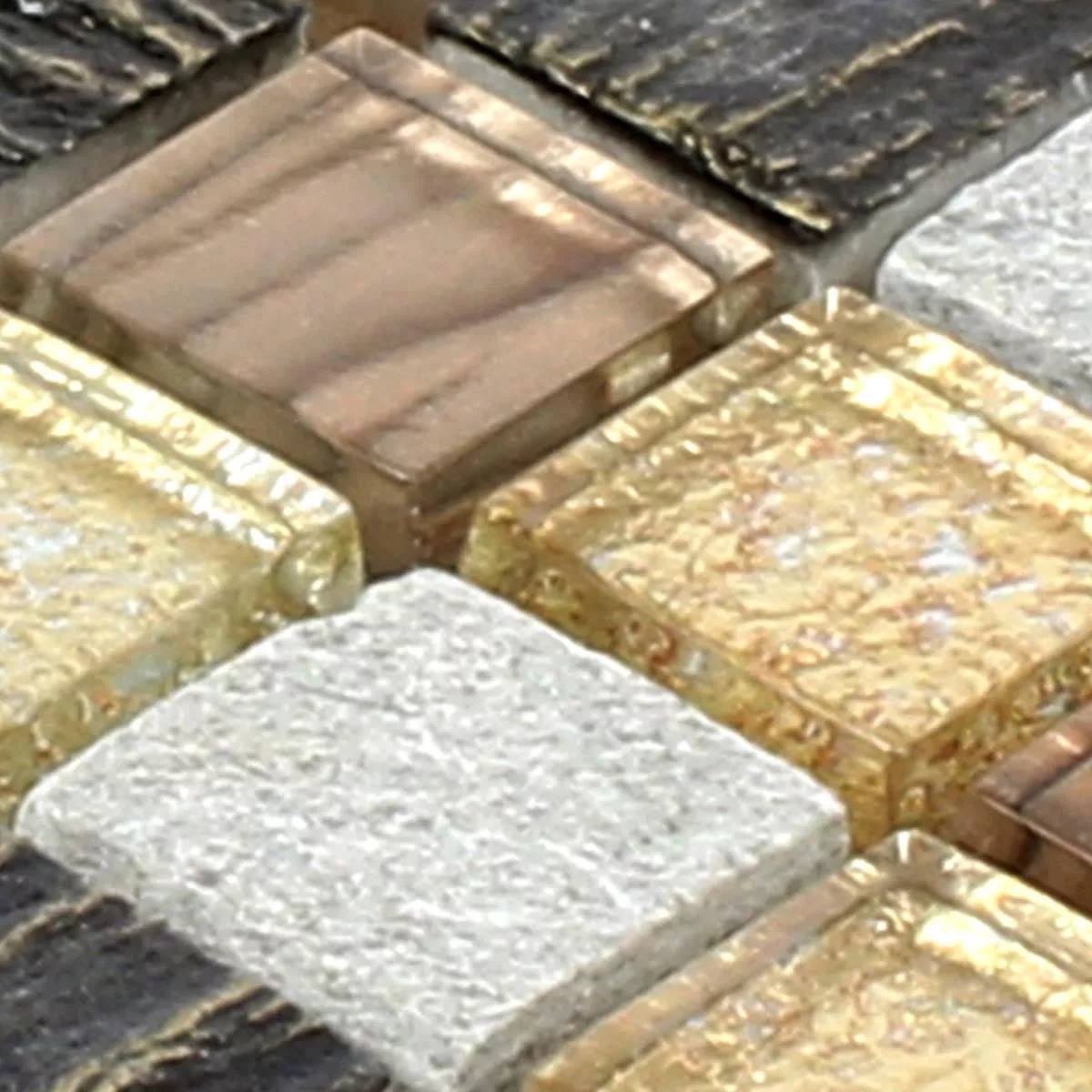 Próbka Mozaika Szkło Kamień Mix Canova Złoto Brązowy
