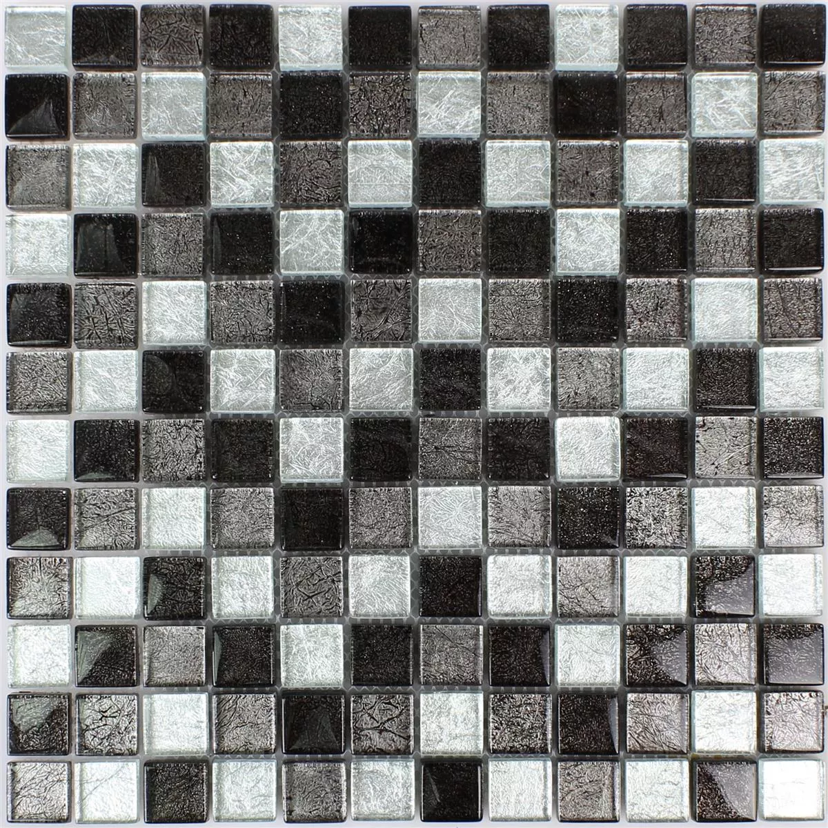 Mosaico De Vidro Azulejos Curlew Preto Prata 23