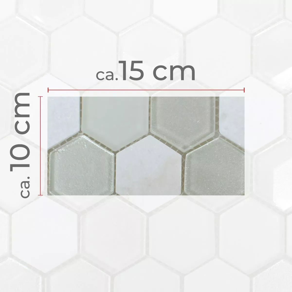 Sample Mosaic Tiles Hexagon Glass Natural Stone White 3D