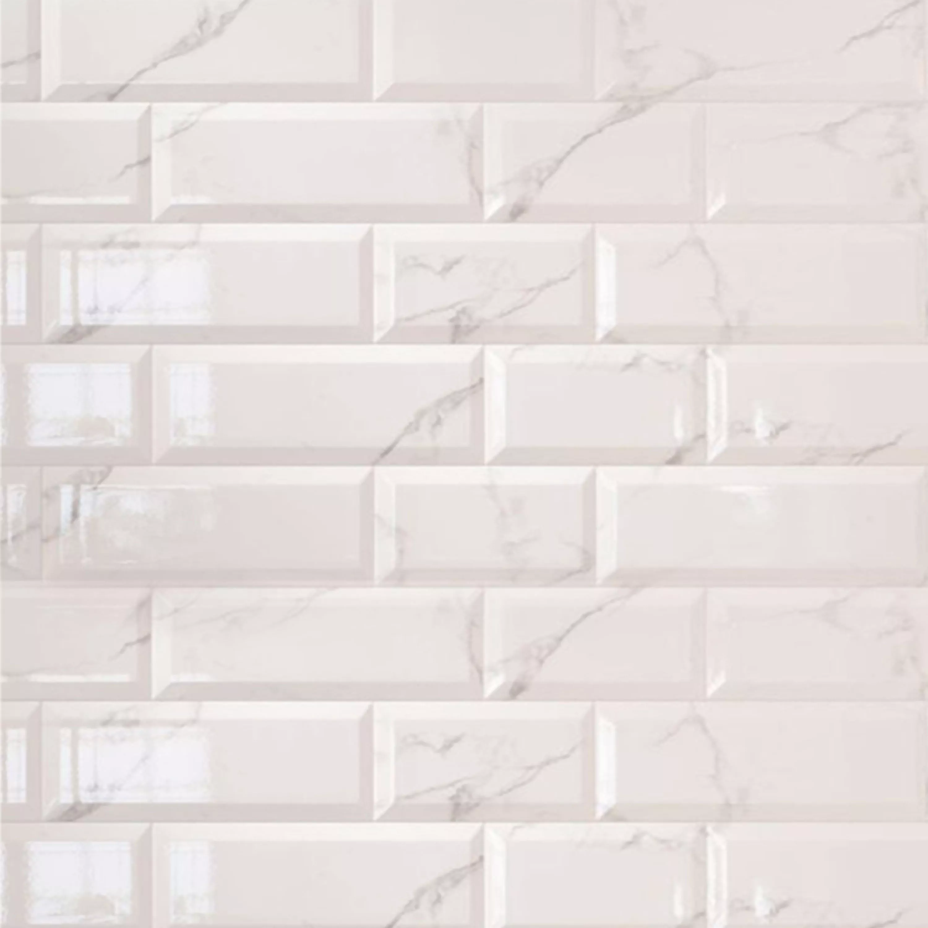 Metro Wall Tiles Girona Marble Optic Facet Blanc Glossy 10x20cm