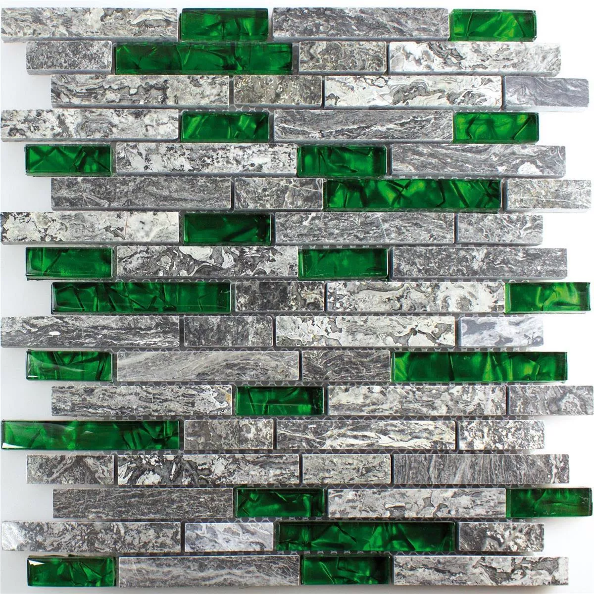 Sample Glass Mosaic Natural Stone Tiles Manavgat Grey Green Brick