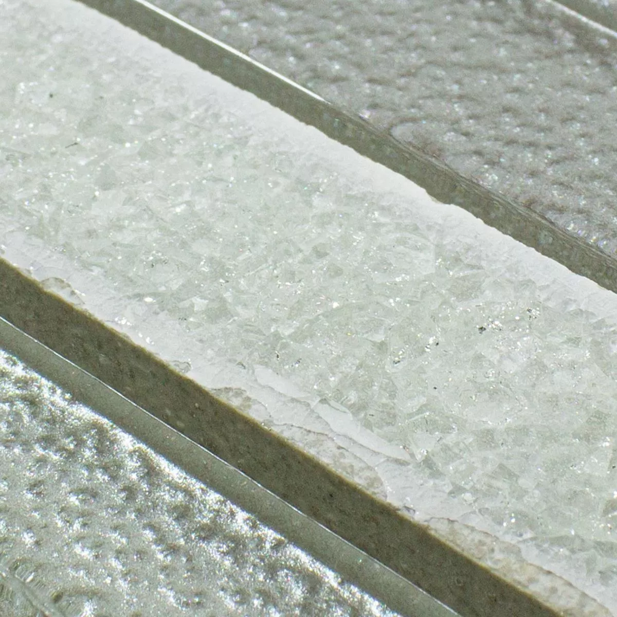 Sample Glas Natuursteen Mozaïek Kristal Springs Brick Wit