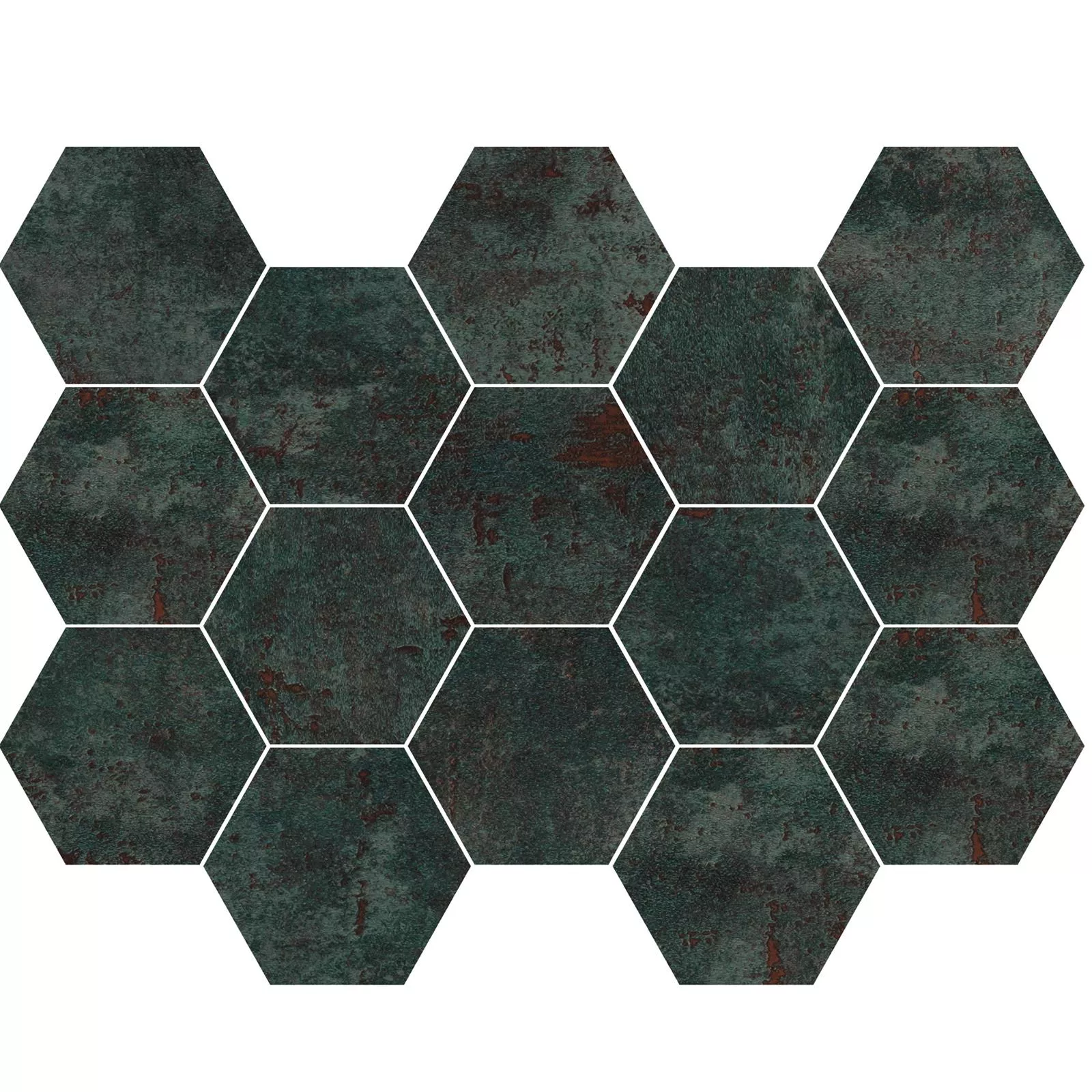 Mosaic Tile Phantom Sea Green Hexagon Semi Polished