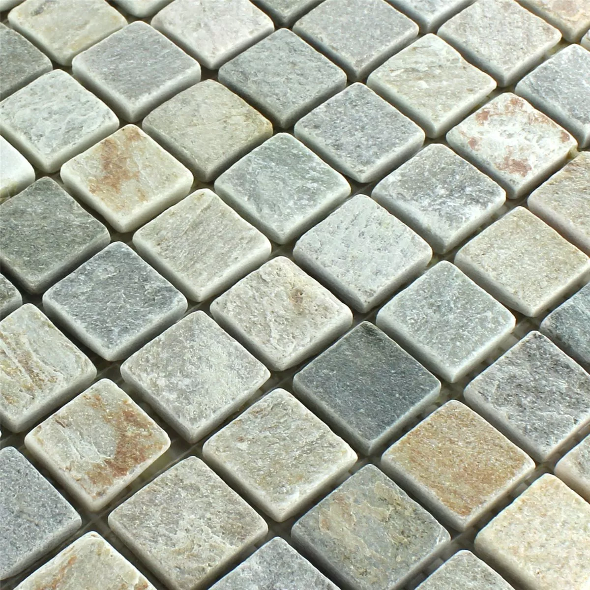 Naturstein Quarzit Mosaik Fliesen Beige Grau 22x22mm