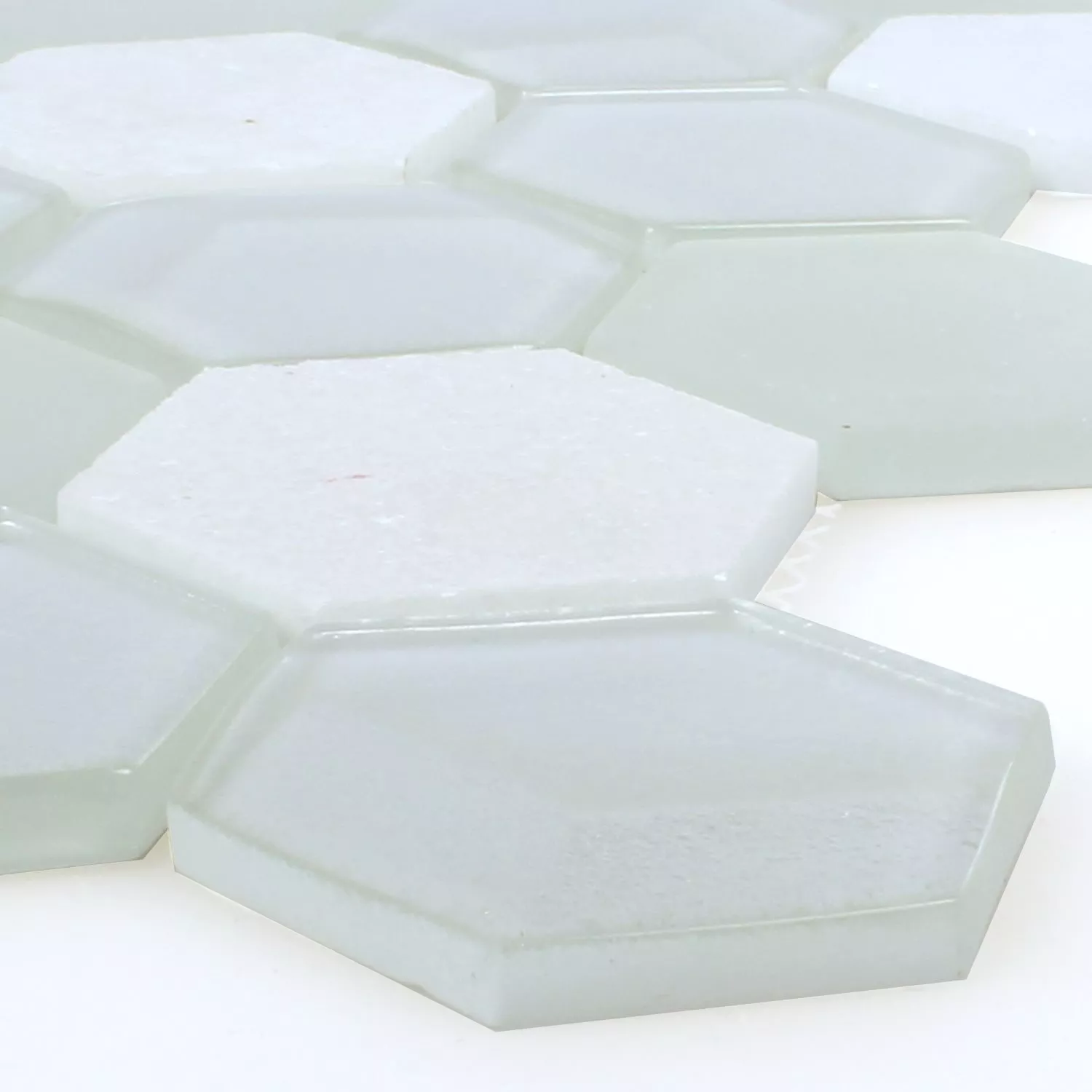 Mosaic Tiles Hexagon Glass Natural Stone White 3D