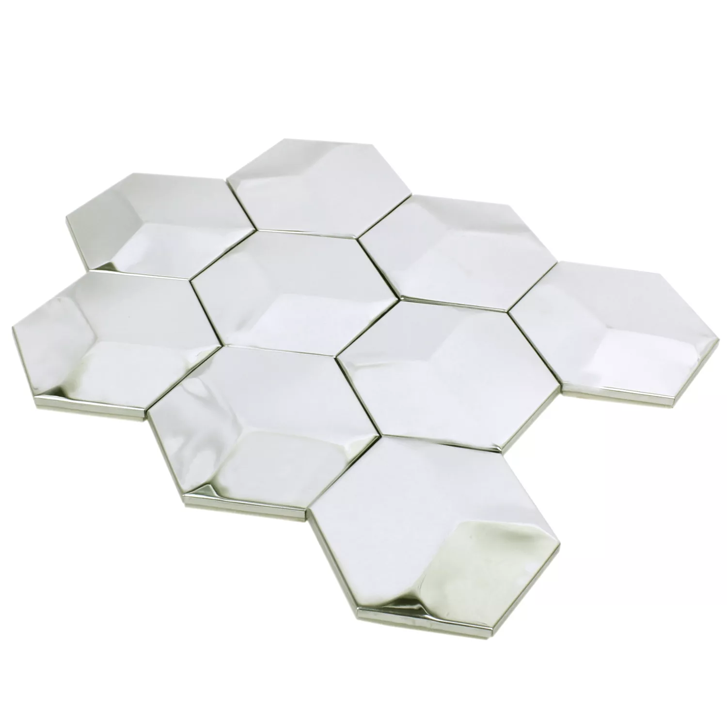 Sample Mosaic Tiles Stainless Steel Contender Hexagon Mat