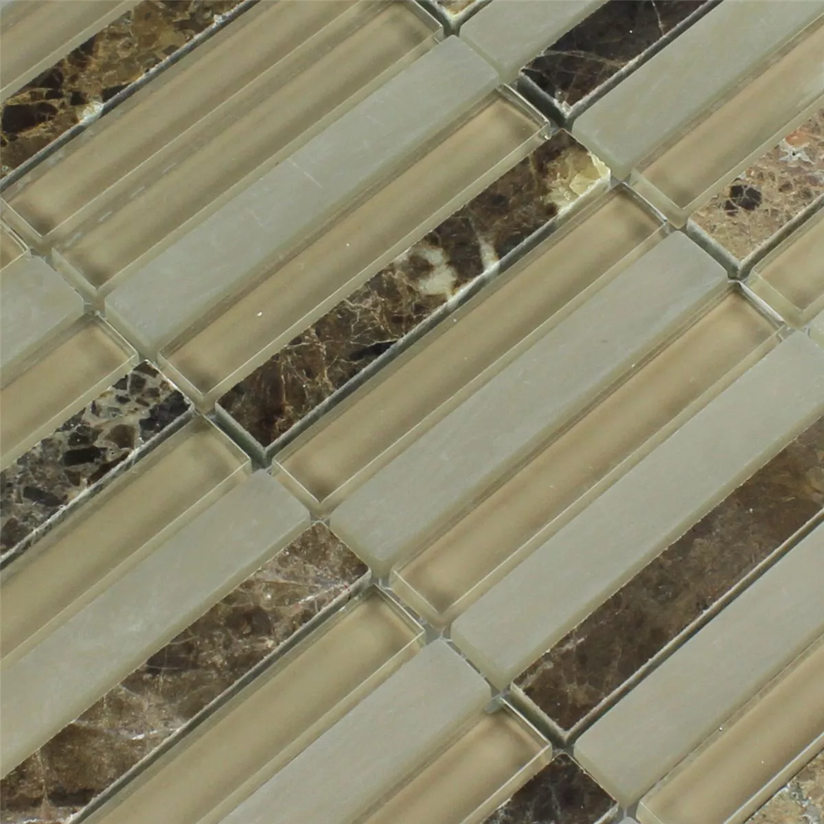 Mozaika Szkło Marmur Quebeck Brązowy 15x98x8mm