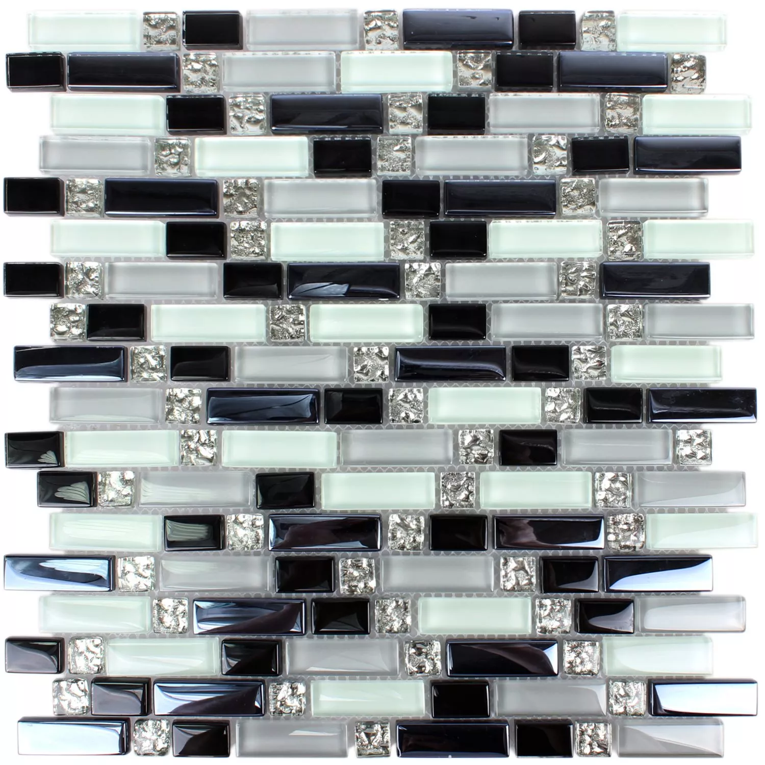 Model din Mozaic De Sticlă Gresie Minaki Negru Alb Gri