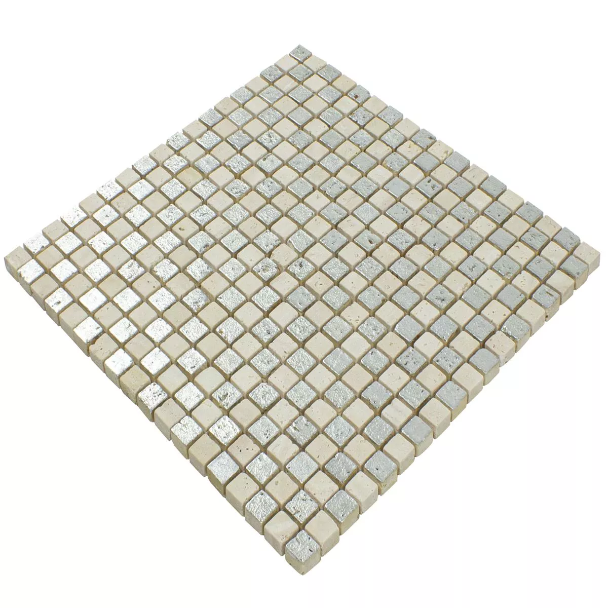Muster von Marmor Naturstein Mosaik Fliesen Antika Mix Silber Creme