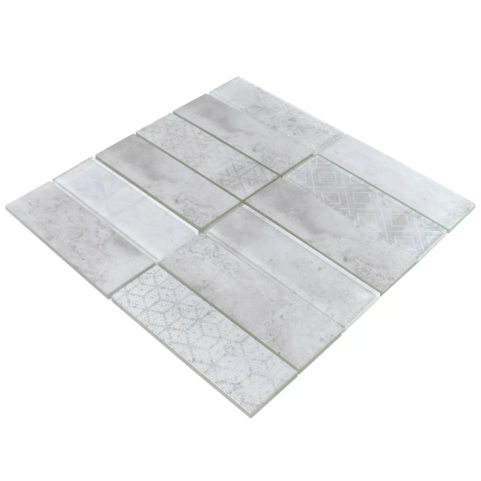 Sample Glass Mosaic Tiles Patras Grey White