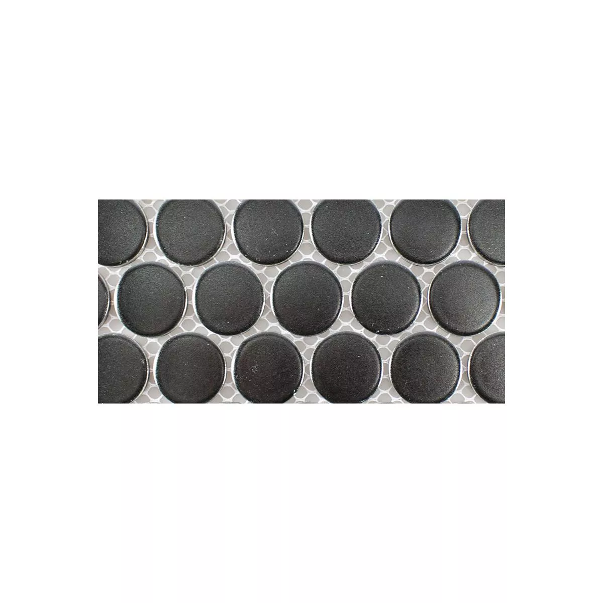 Sample Ceramic Button Mosaic Tiles Harlingen Black Mat