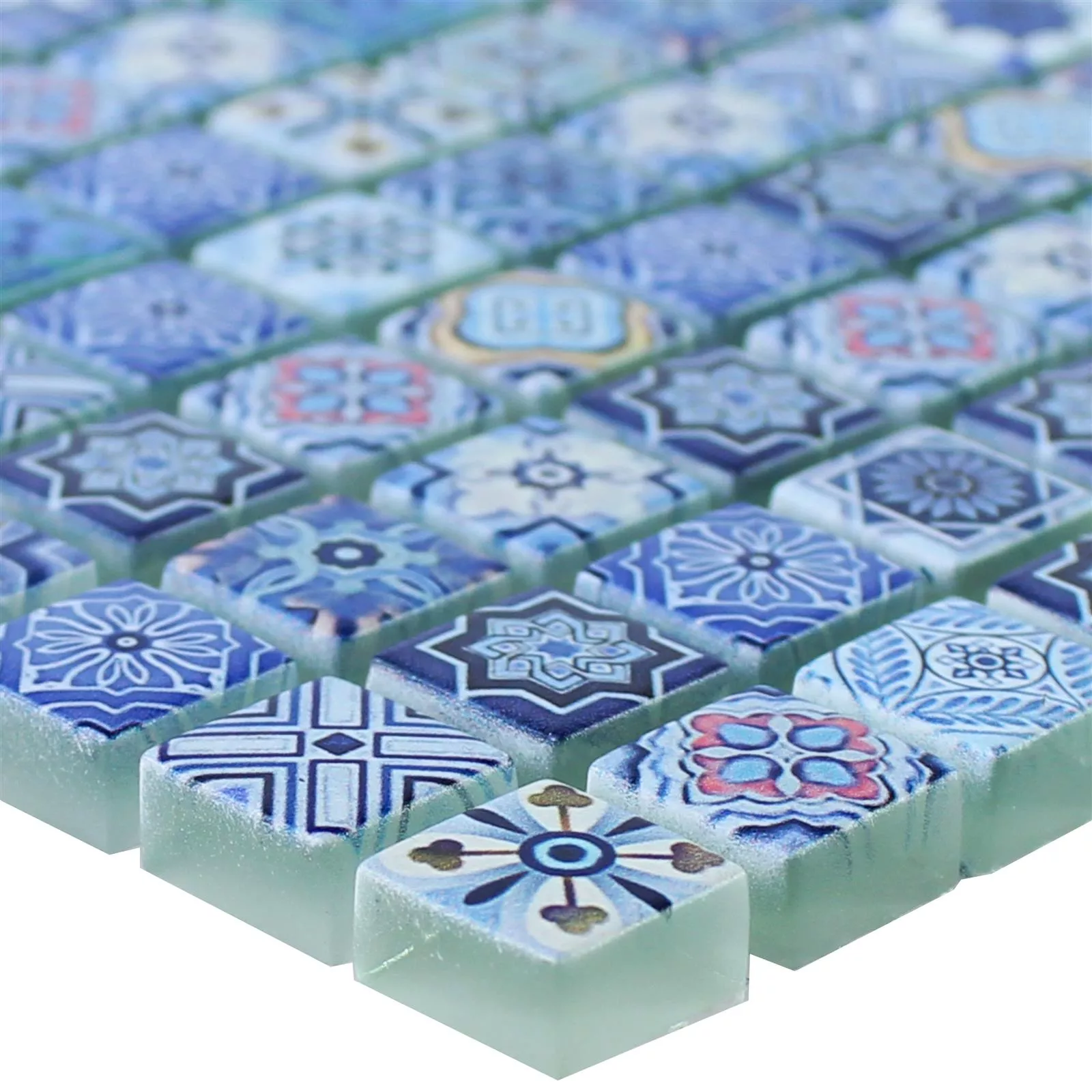 Padrão de Mosaico De Vidro Azulejos Marrakech Azul
