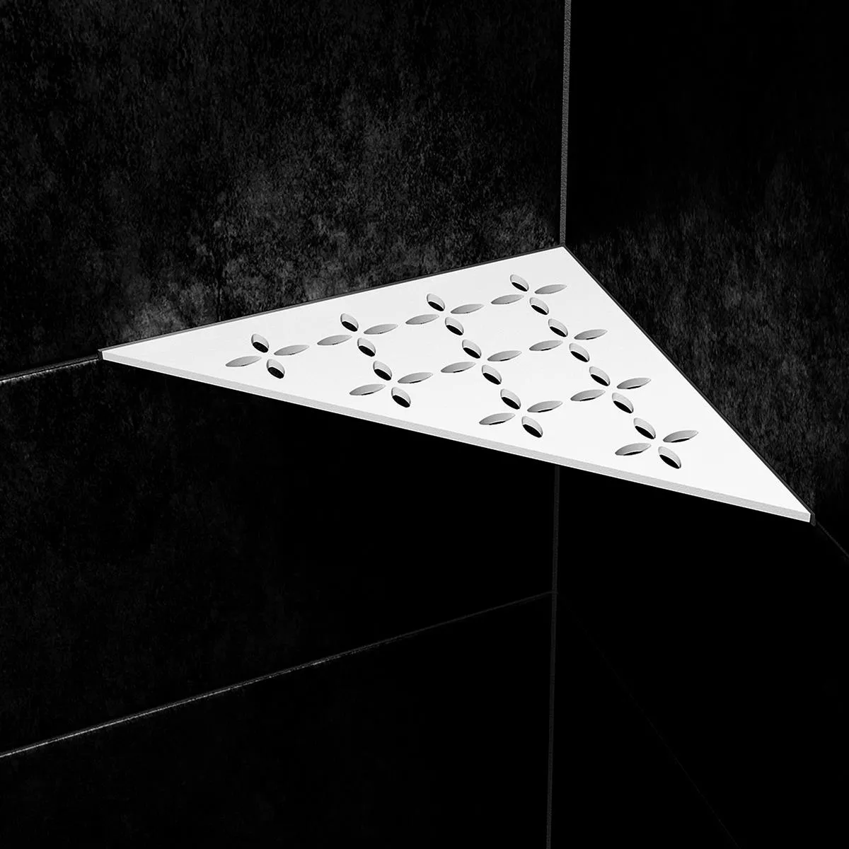 Fali polc zuhanypolc Schlüter háromszög 21x21cm virágos fehér