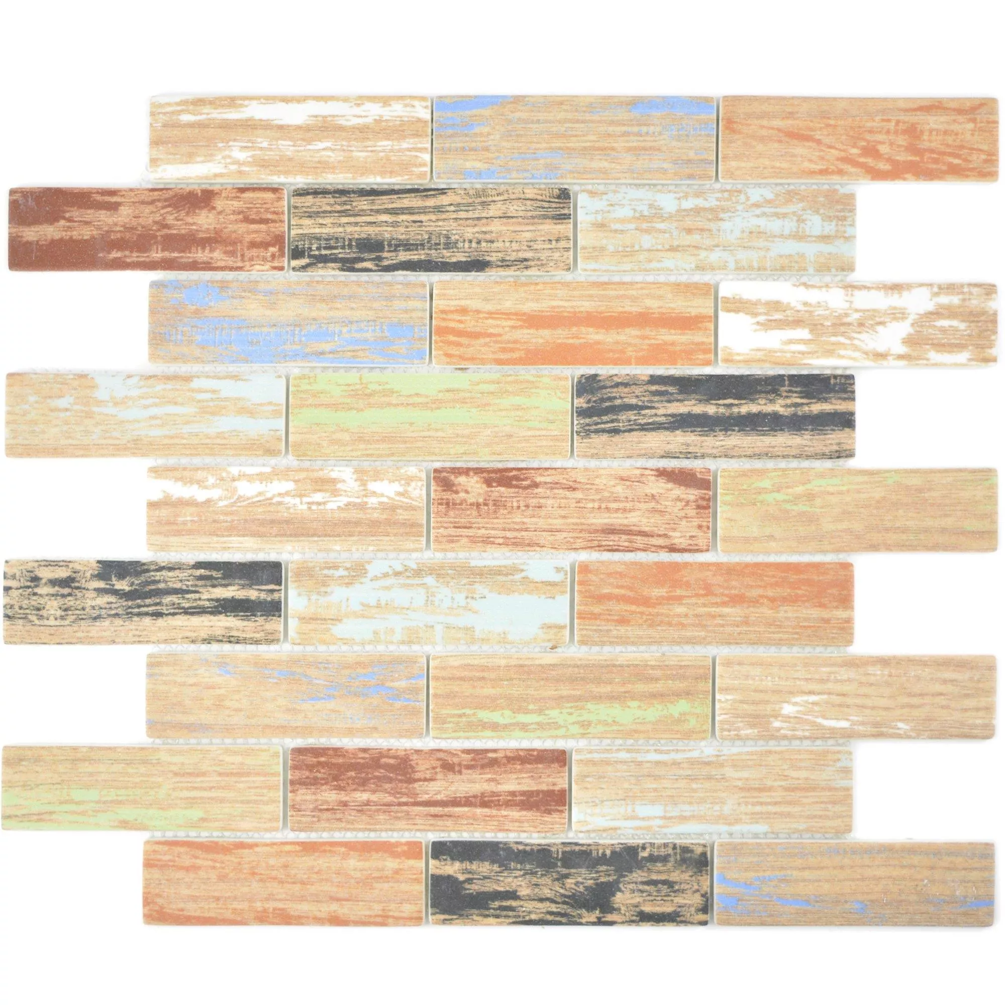 Glass Mosaic Tiles Lunatic Wood Optic Colored