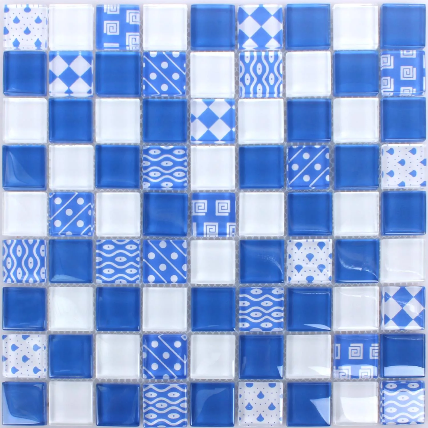 Vzorek Mozaiková Dlaždice Sklo Cinderella Modrá Bílá