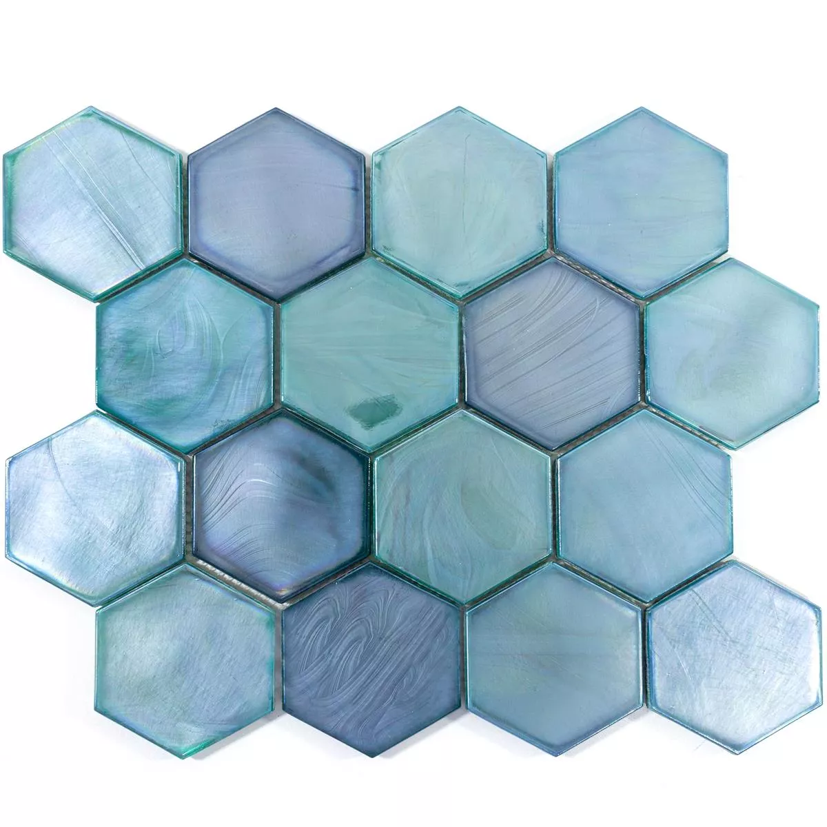 Glasmosaik Fliesen Andalucia Hexagon Seegrün