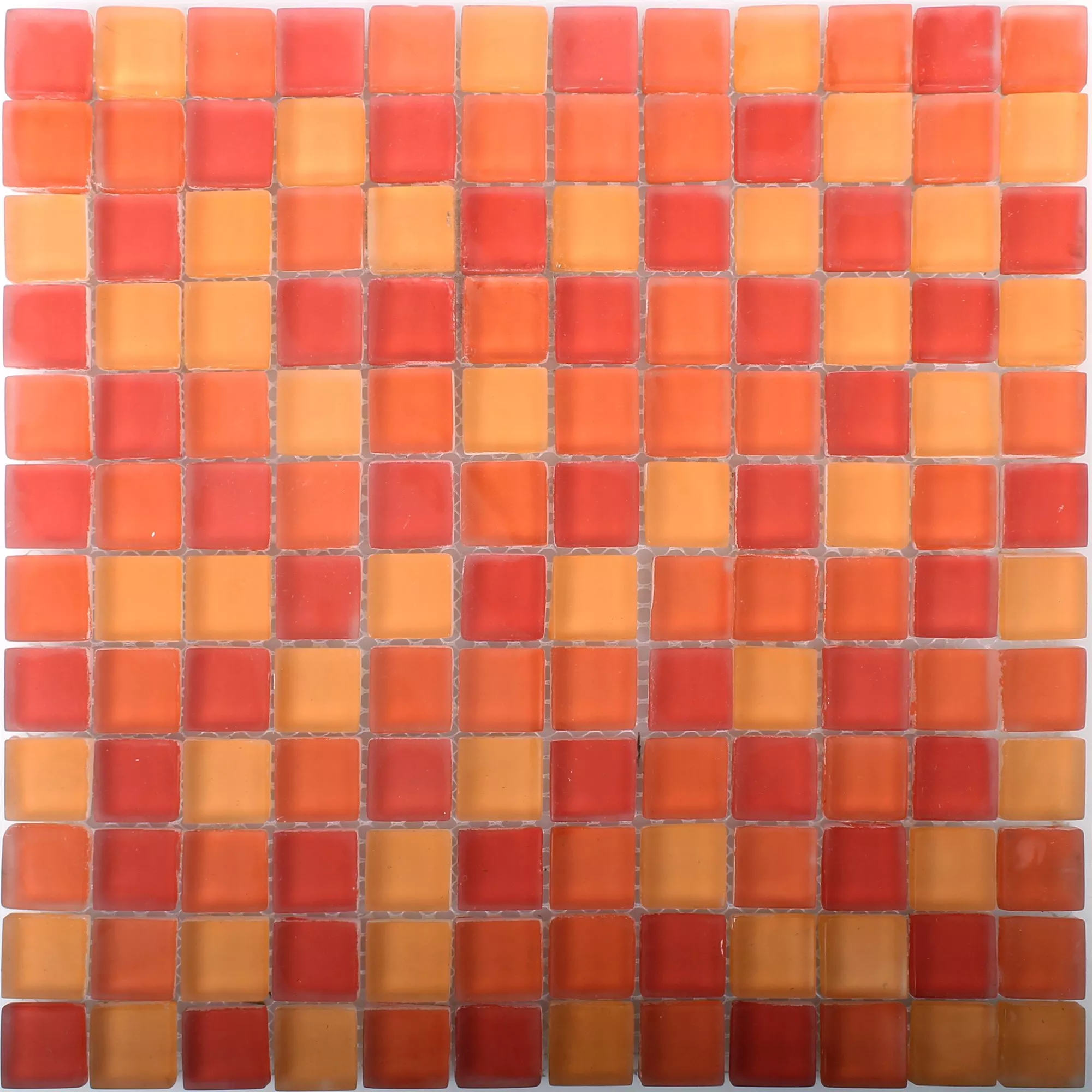 Mønster fra Glass Mosaikk Fliser Blossom Rød Appelsin Mix Frostet