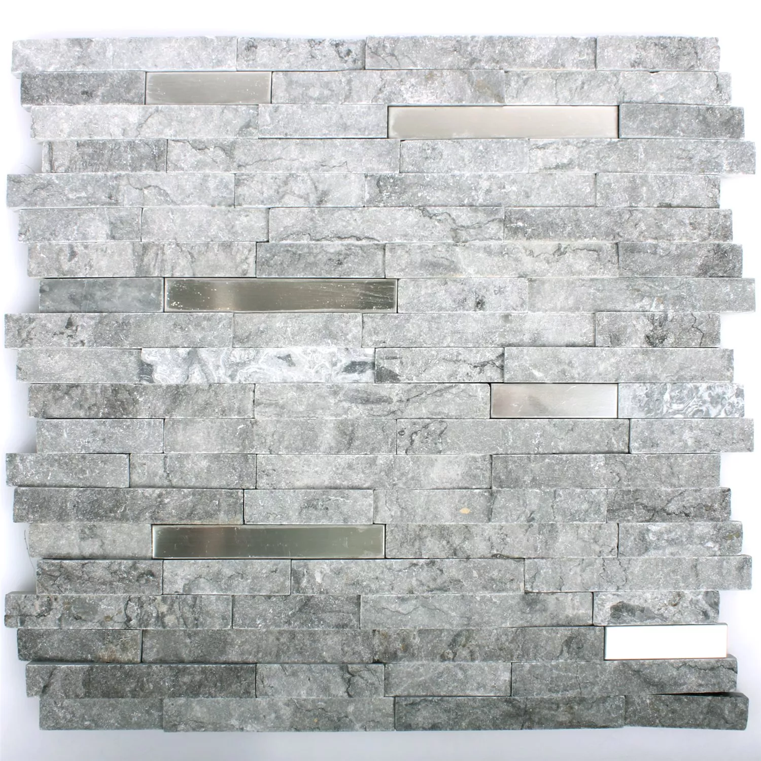 Mosaic Tiles Deepstone Natural Stone Stainless Steel Grey 3D