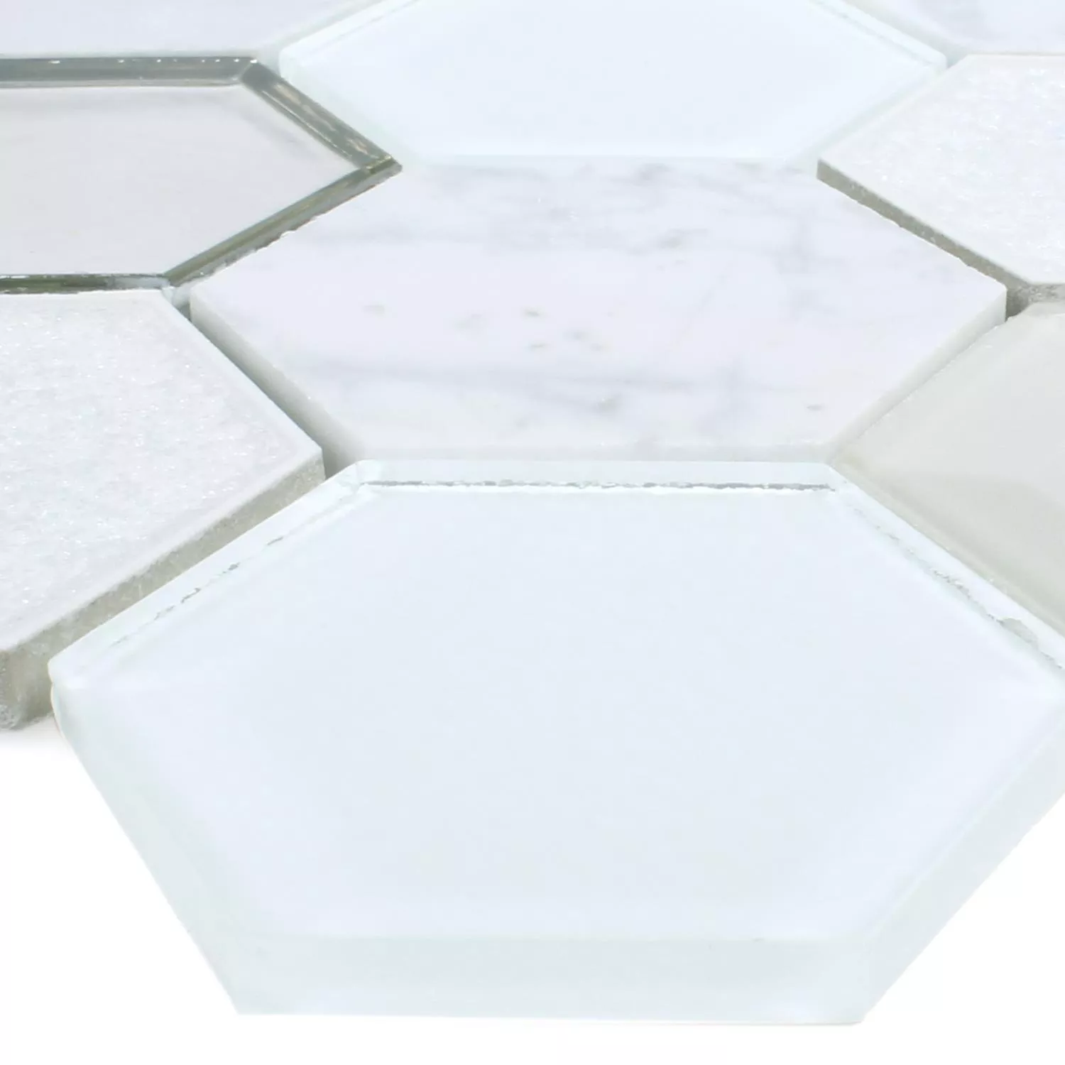 Azulejo Mosaico Concrete Vidro Pedra Natural 3D Branco