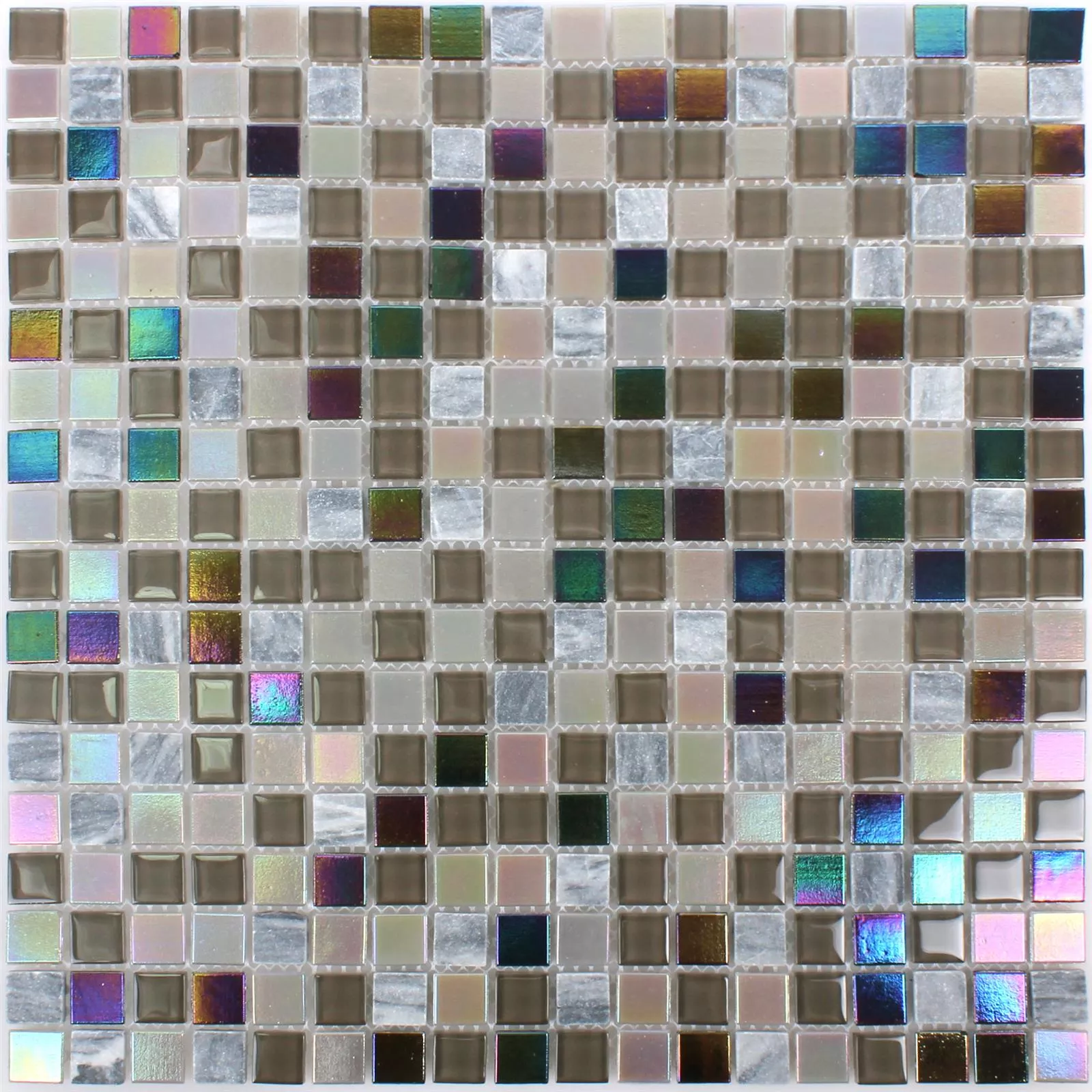 Mosaikfliesen Tallinn Marmor Glas Perlmutt Grau Braun