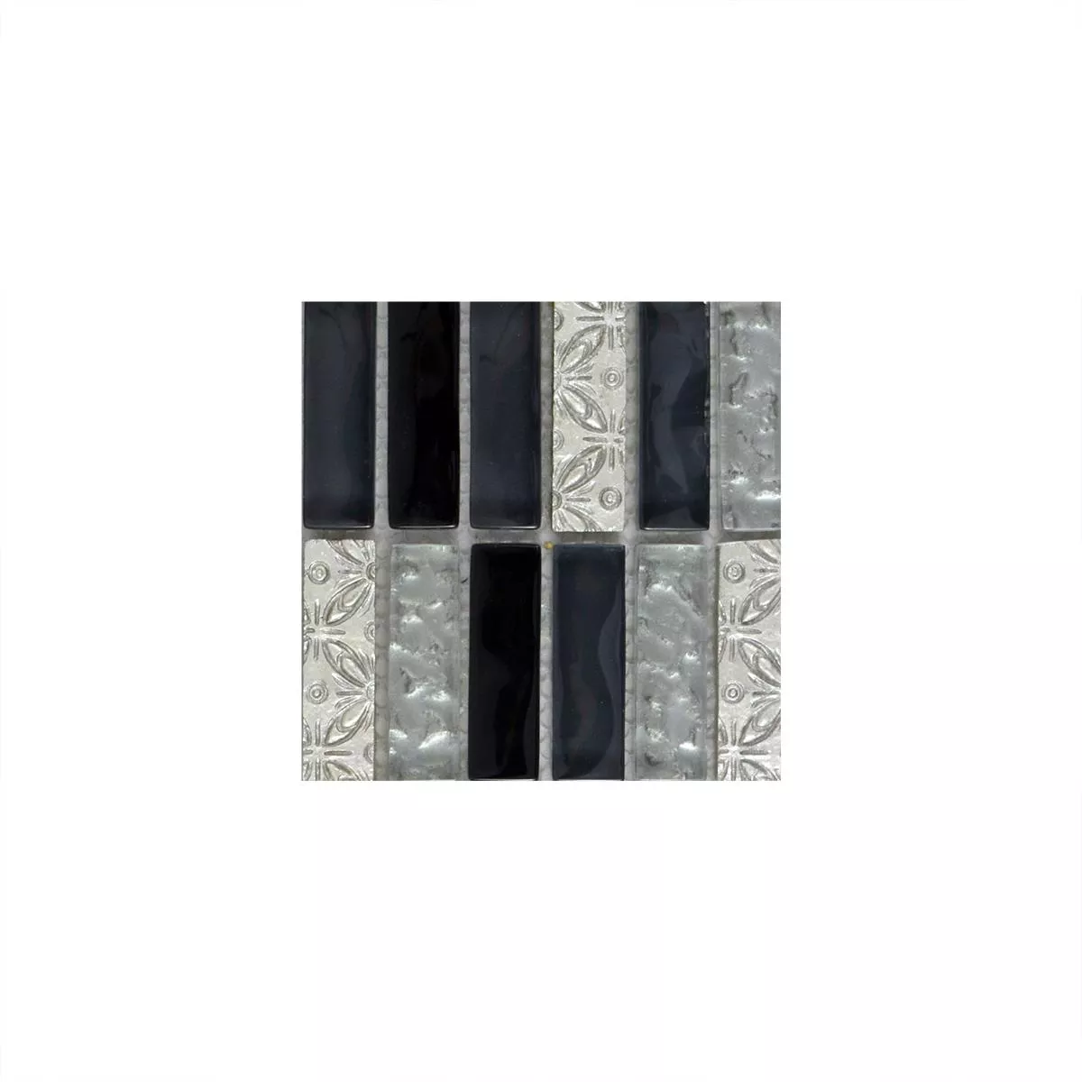 Padrão de Mosaico De Vidro Ladrilhos De Pedra Natural Conchita Preto Prata
