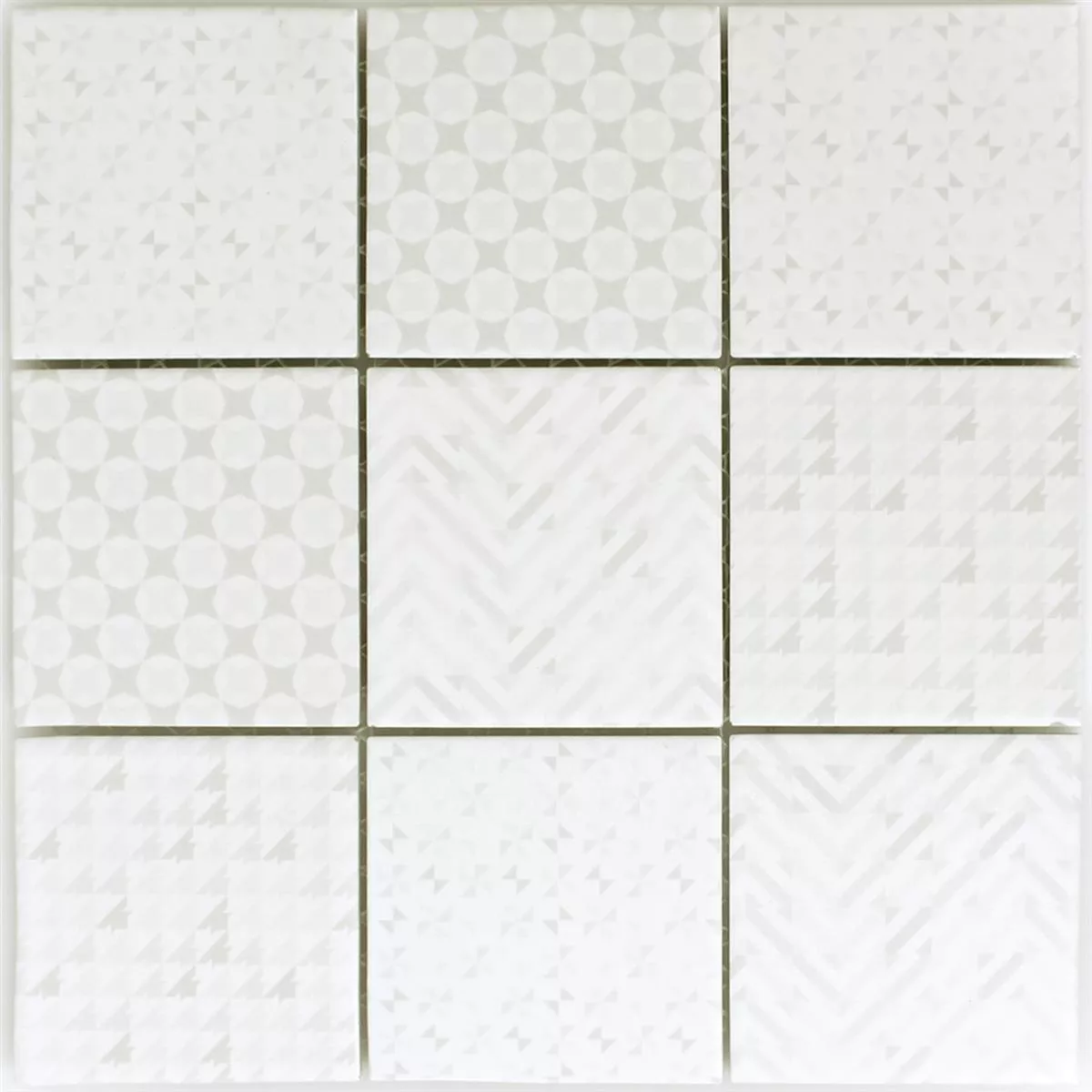 Mosaico Ceramica Cemento Ottica Geo Bianco
