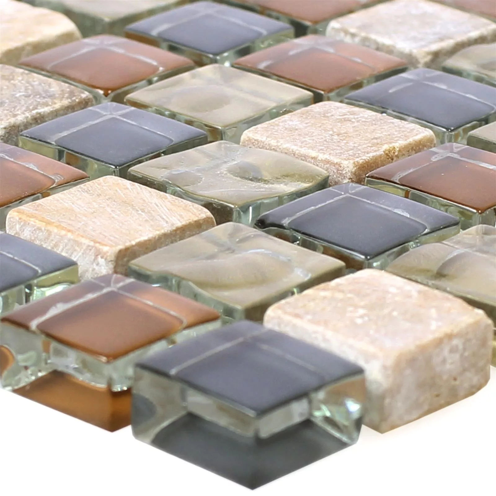 Glass Mosaic Natural Stone Tiles Festus Brown Beige Grey