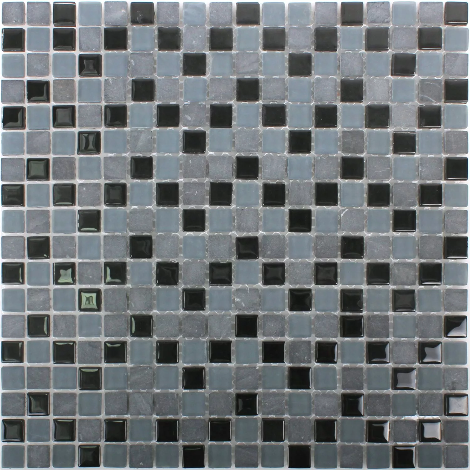 Azulejo Mosaico Mármore Vidro Mix Kobra Preto Cinza 15