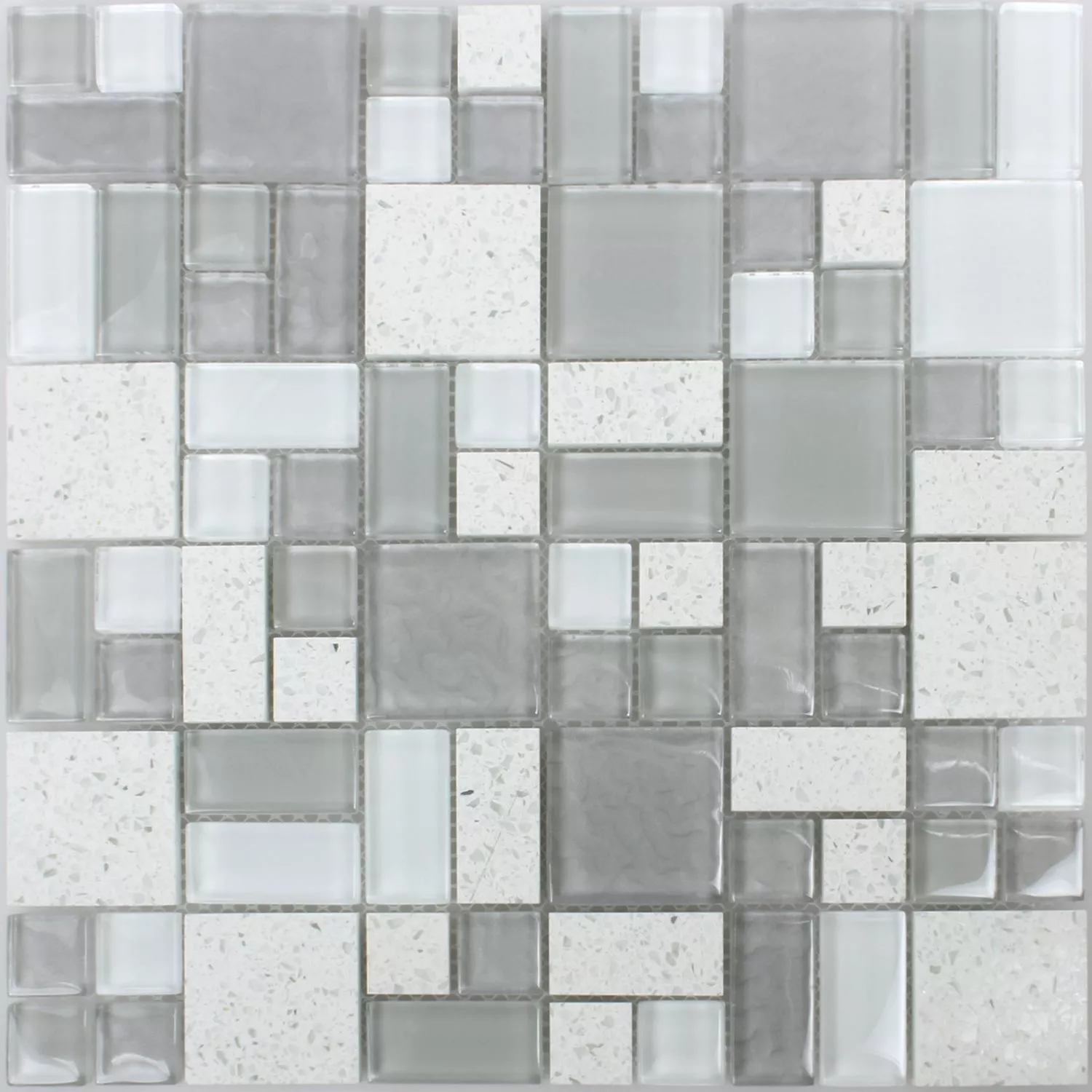 Azulejo Mosaico Lauria Vidro Pedra Artificial Branco