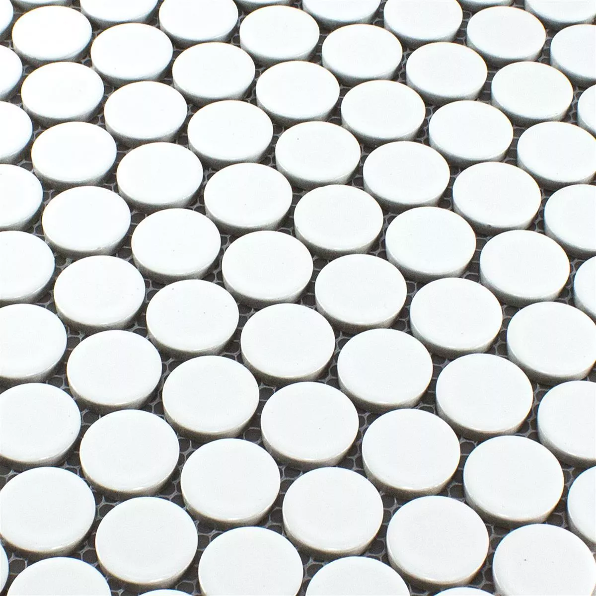 Ceramic Button Mosaic Tiles LaRosita Blanc Glossy