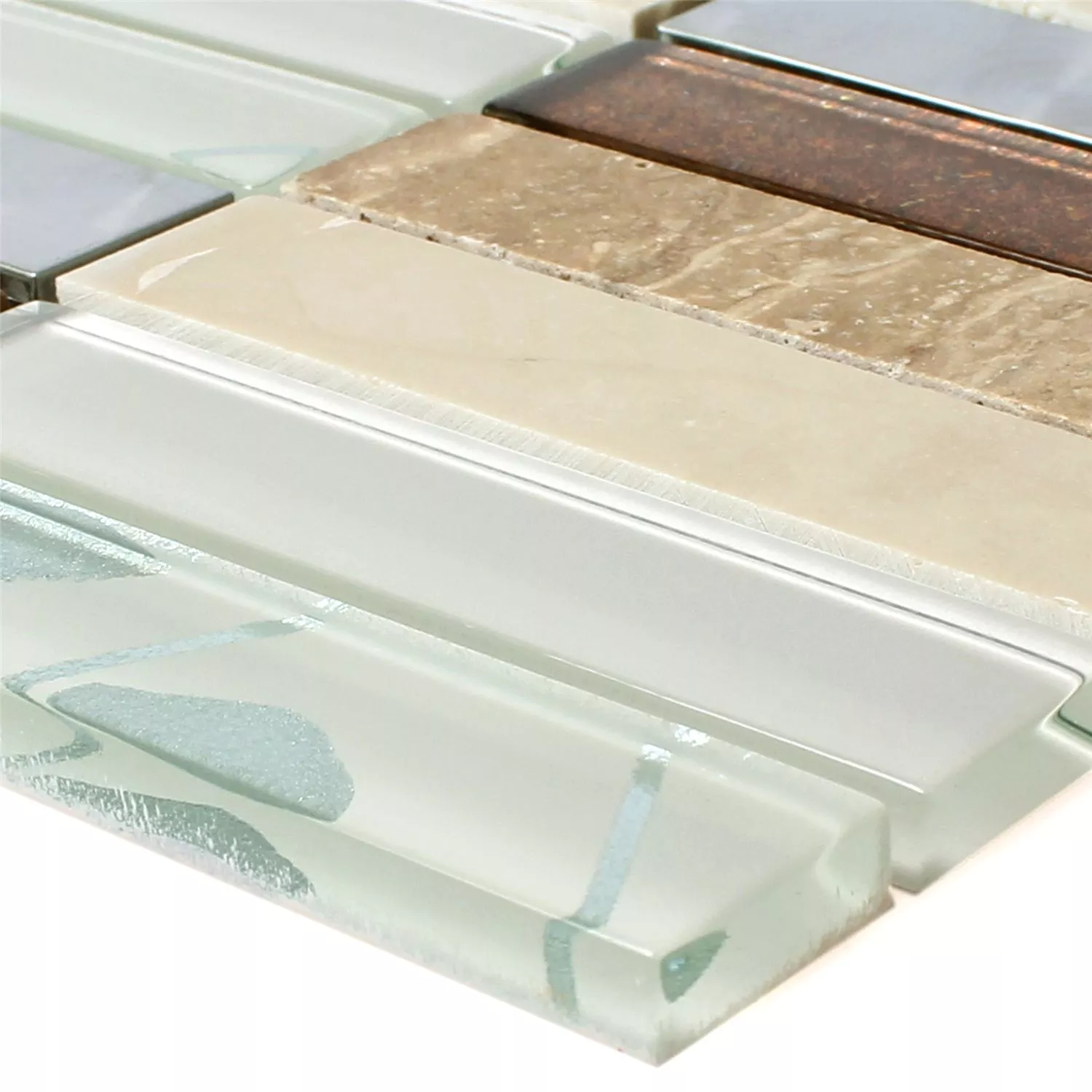 Mosaik Fliser Musical Glas Sten Stål Mix Beige Mosaik Fliser Musical Glas Sten Stål Mix Beige