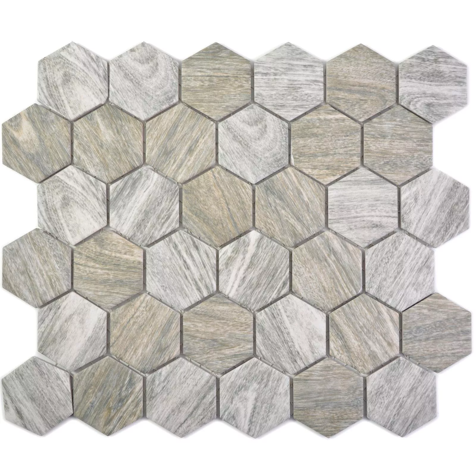 Céramique Mosaïque Duponti Hexagone Imitation Bois Gris