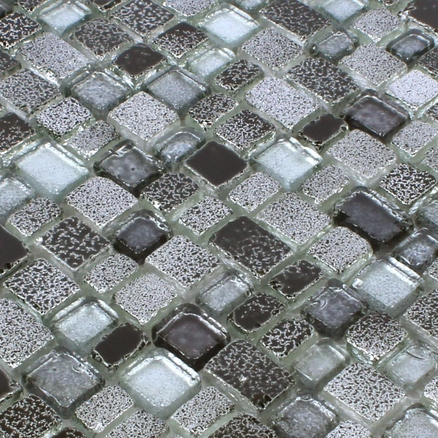 Vzorek Mozaiková Dlaždice Sklo Roxy Černá Stříbrná