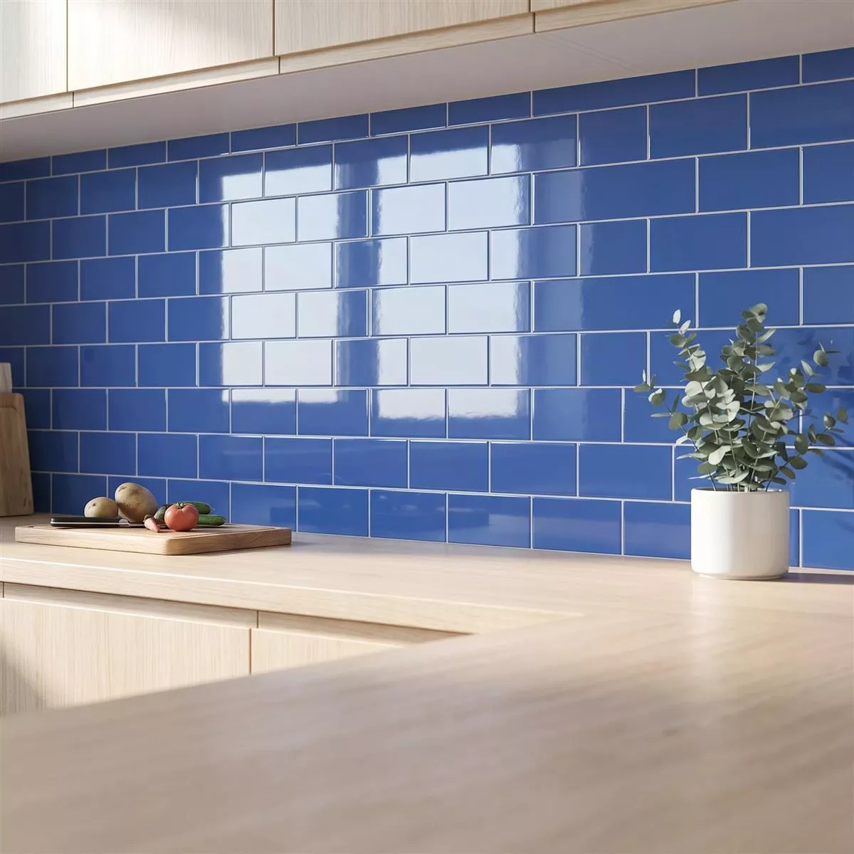 Metro tile Blue Glossy 7,5x15 cm Without Facet Vivid Mar