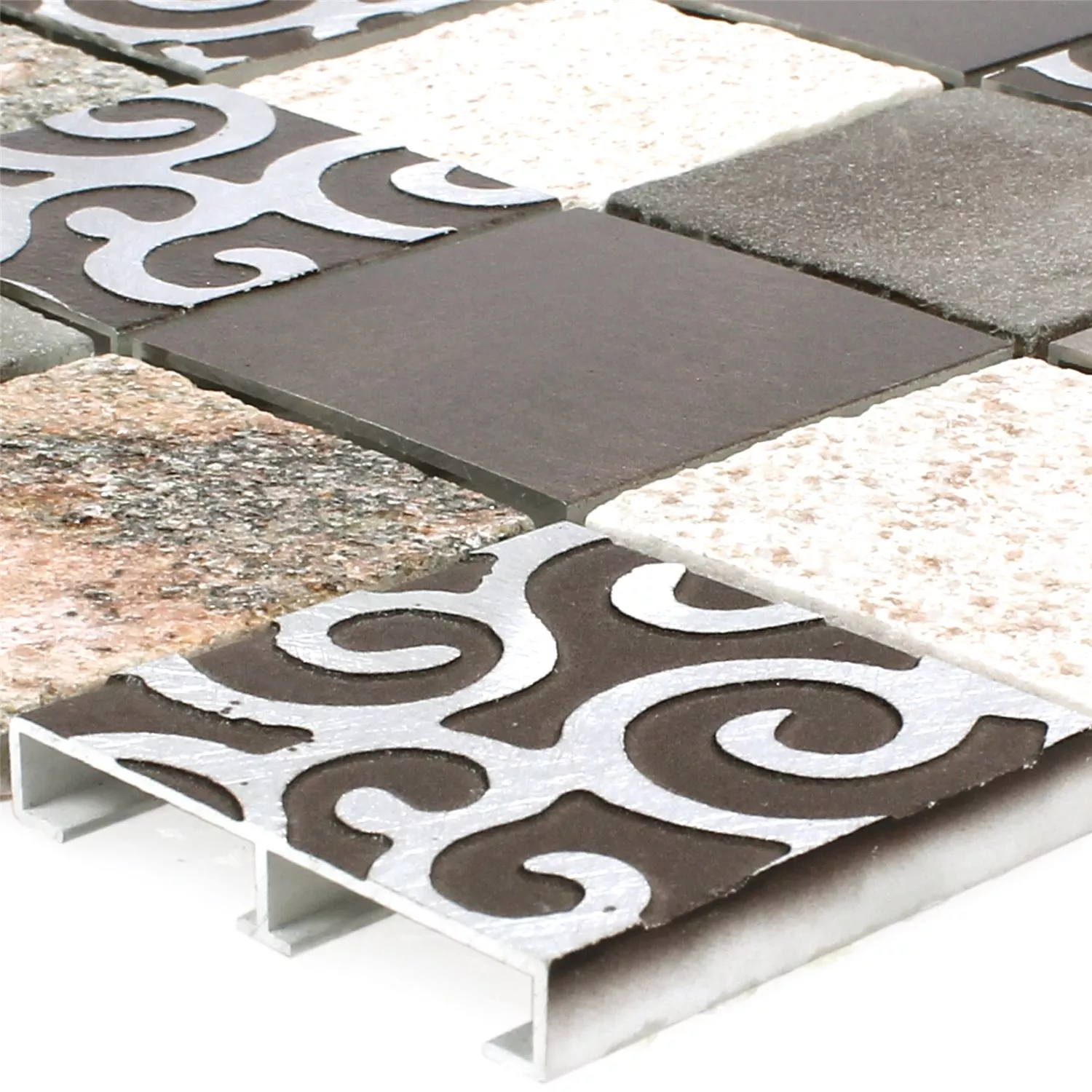 Mosaik Fliser Glas Natursten Aluminium Valdivia Brun Mosaik Fliser Glas Natursten Aluminium Valdivia Brun