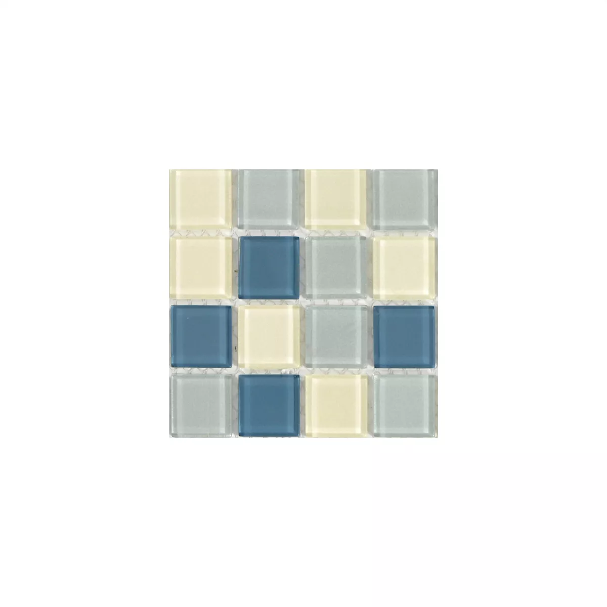 Sample Glass Mosaic Tiles Bommel Silver White Blue