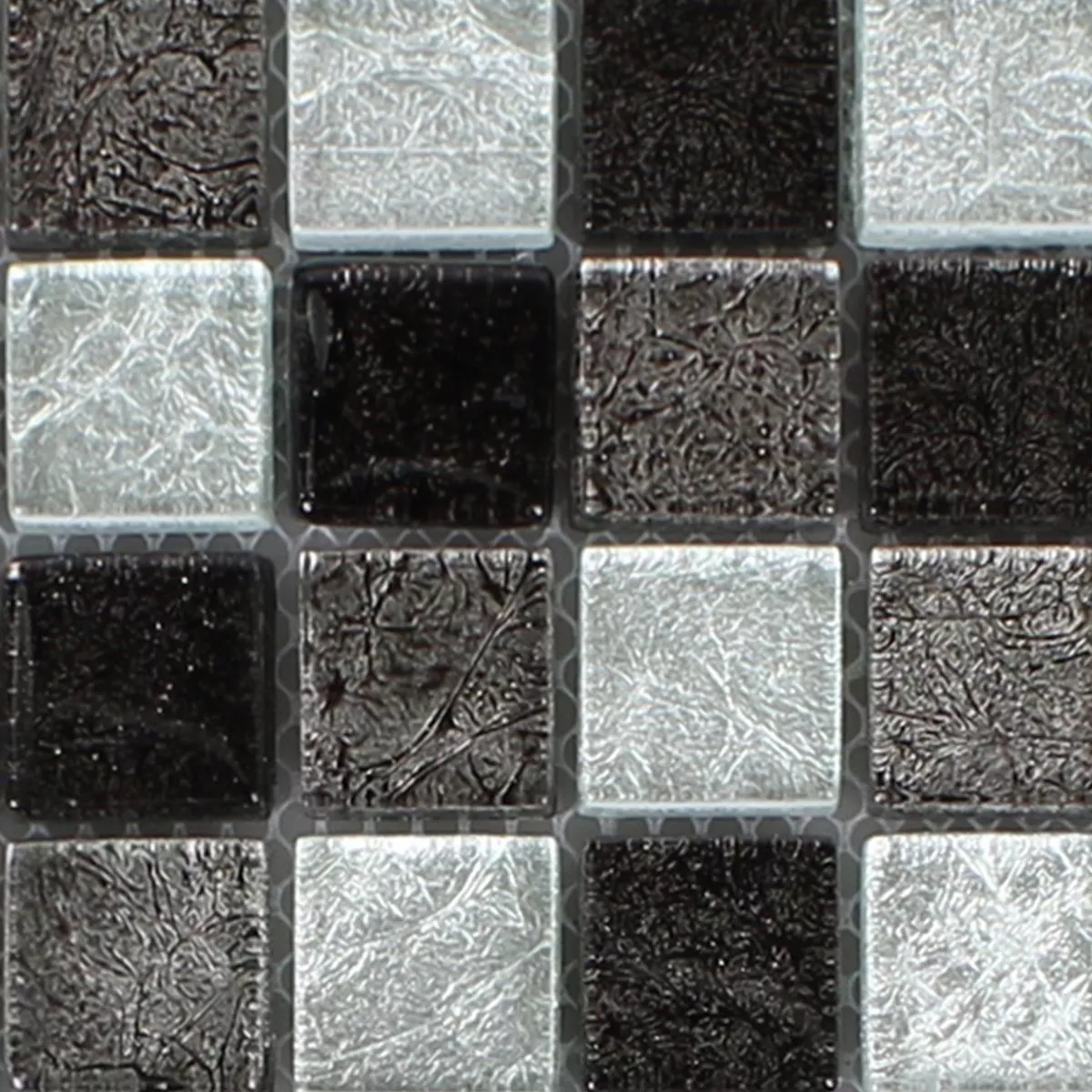 Πρότυπο από Γυάλινο Μωσαϊκό Πλακάκια Curlew Μαύρος Ασήμι 
