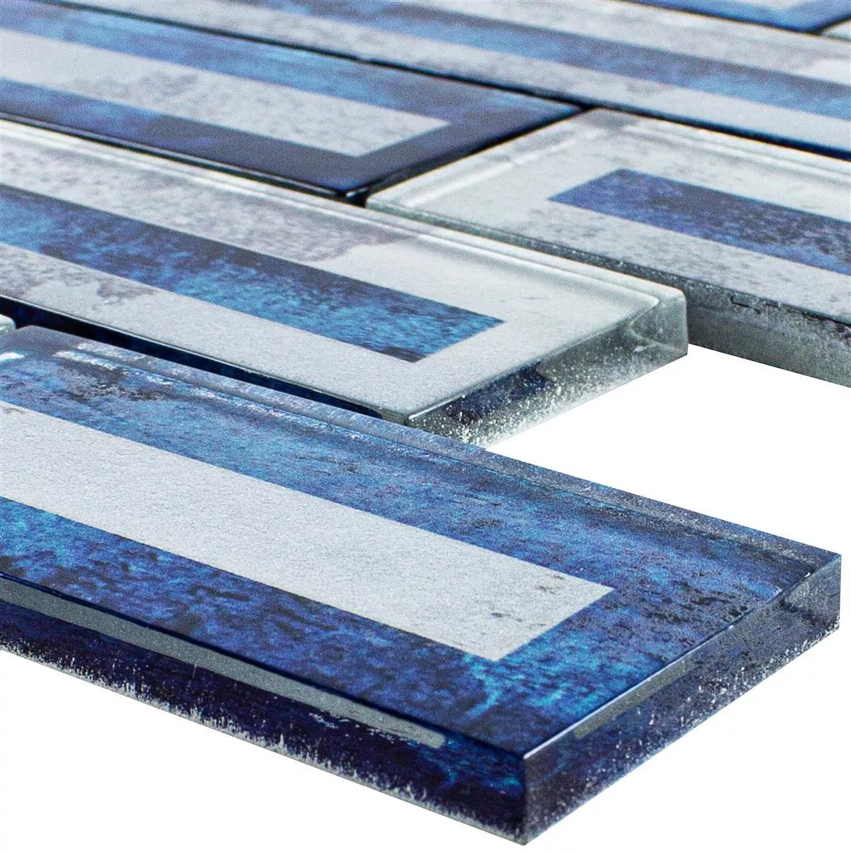 Mosaïque En Verre Carrelage Romans 2D Effet Bleu Mosaïque En Verre Carrelage Romans 2D Effet Bleu