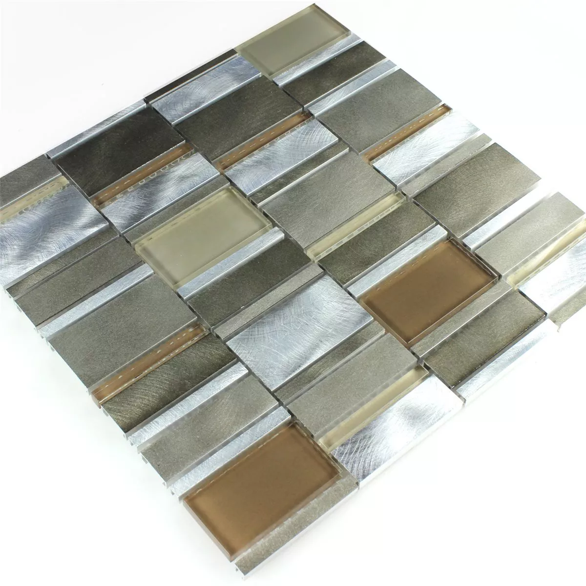 Mosaico Alluminio Vetro Marrone Beige